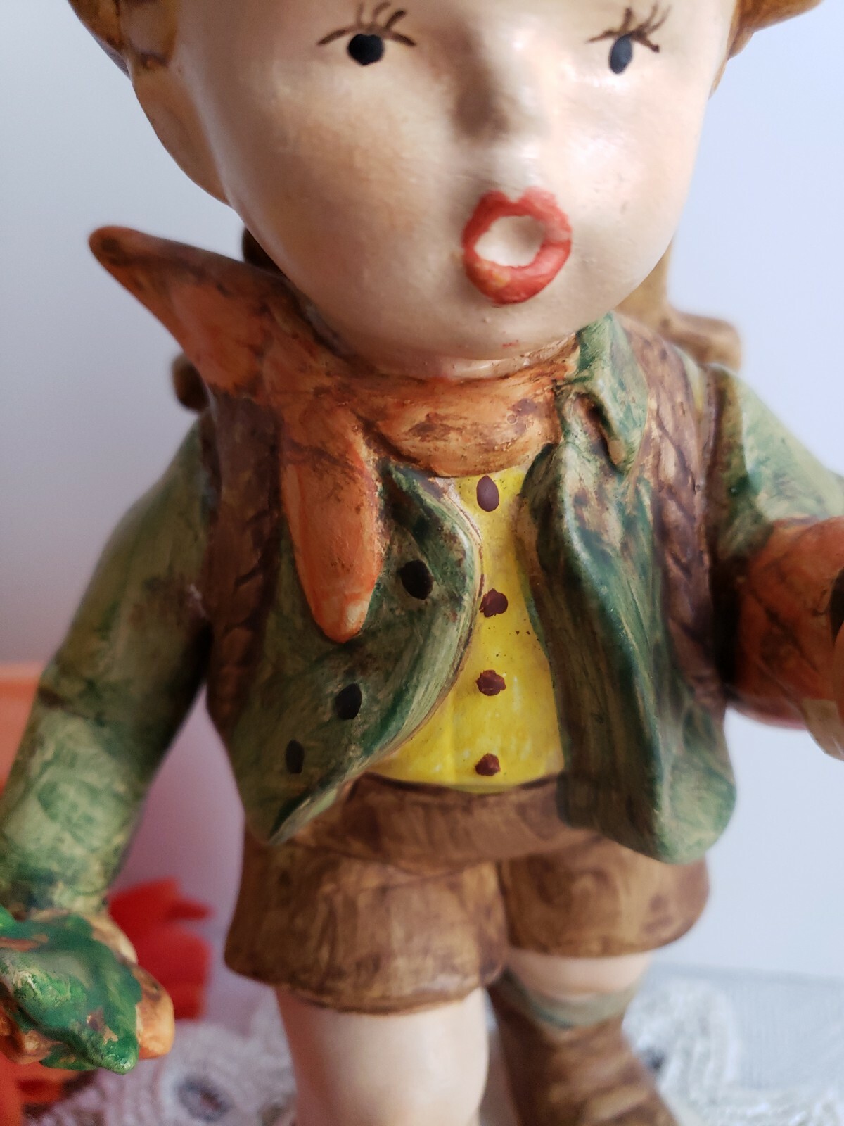 Jumbo Hummel Like German Boy Figurine – Identity Unsure – Mountaineer 10.5″