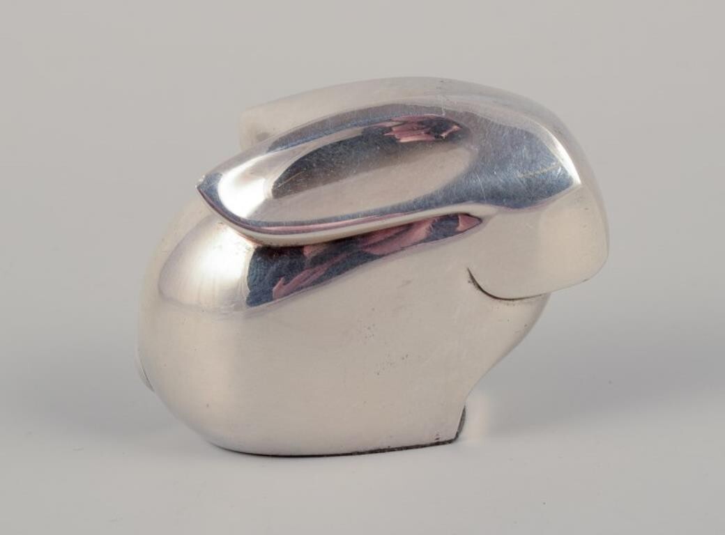 Dansk International Designs Ltd. Small figurine of rabbit in plated silver.