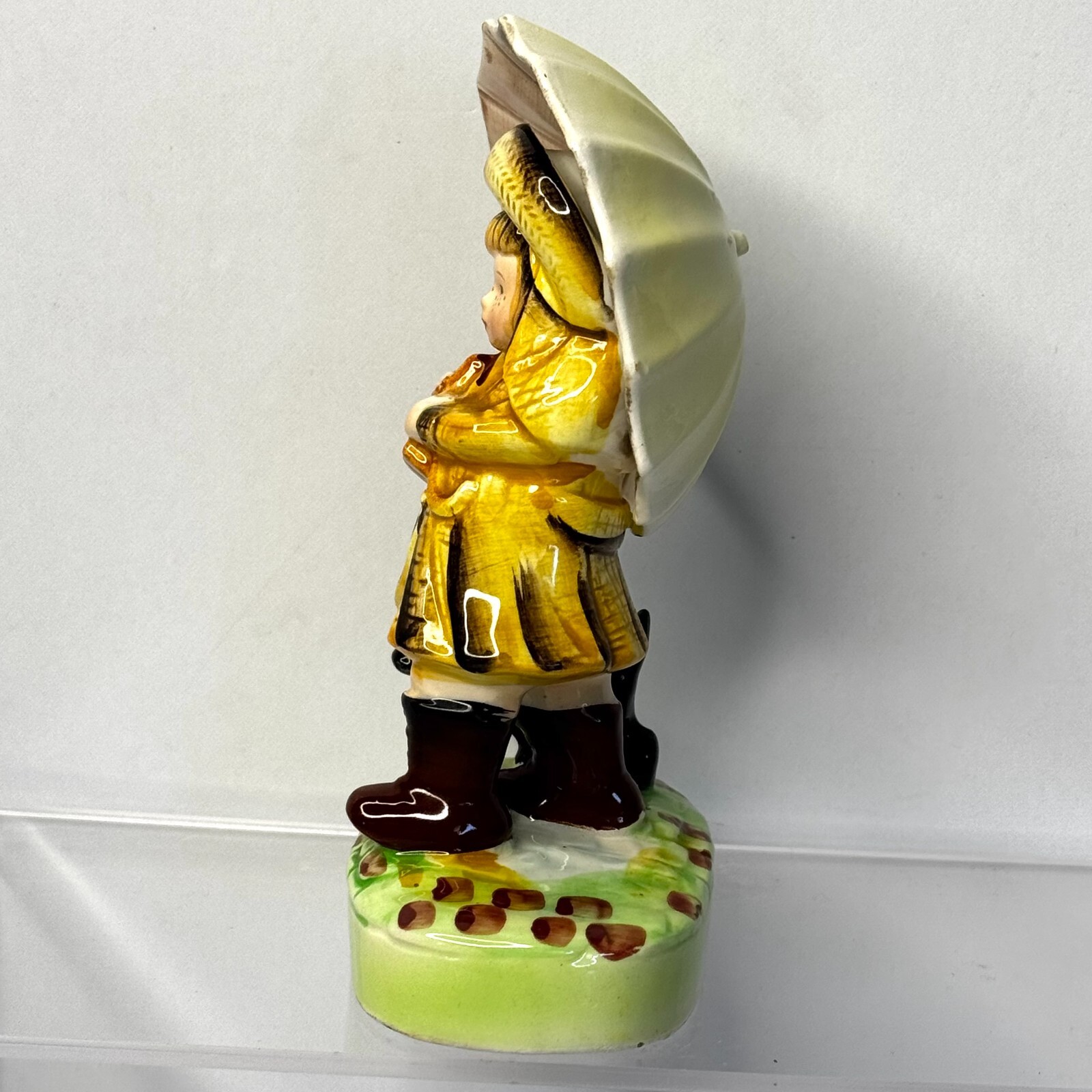 Vtg American Greetings Porcelain Ceramic 6″ Corp Girl with Umbrella Dog Figurine