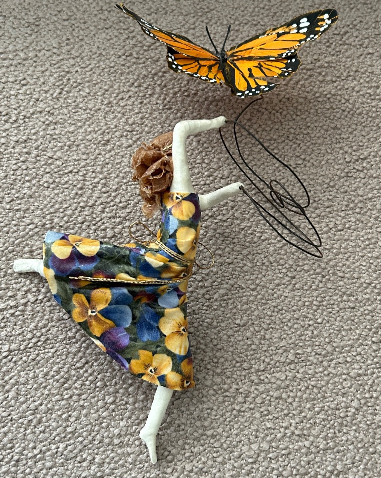 Sarena Mann Studios Handcrafted Girl with a Butterfly Signed and Dated 2011