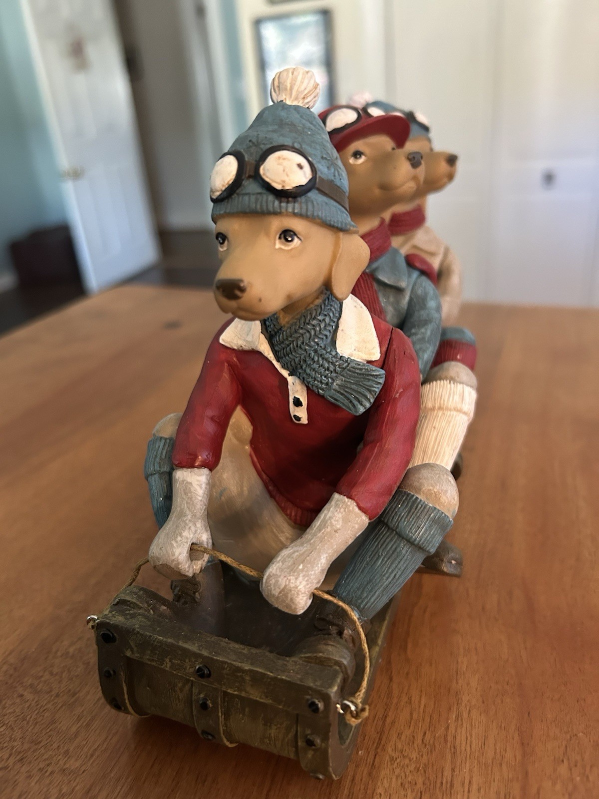 Cozy & Trendy Dogs Figurine X-mas Sledding Detailed Resin