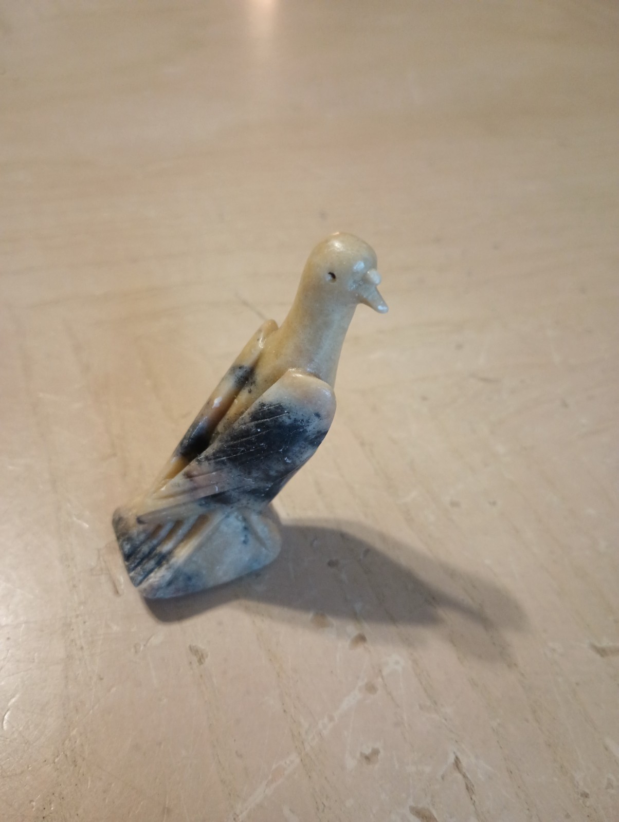 Bird Soapstone Figurine Animal Pigeon Dove Collectible Multicolored Vintage
