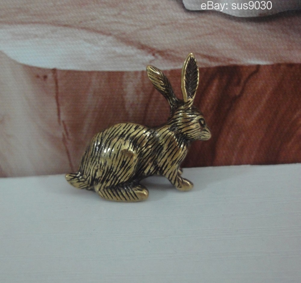Solid Brass Rabbit Figurine Ornament: Home Decor Statue