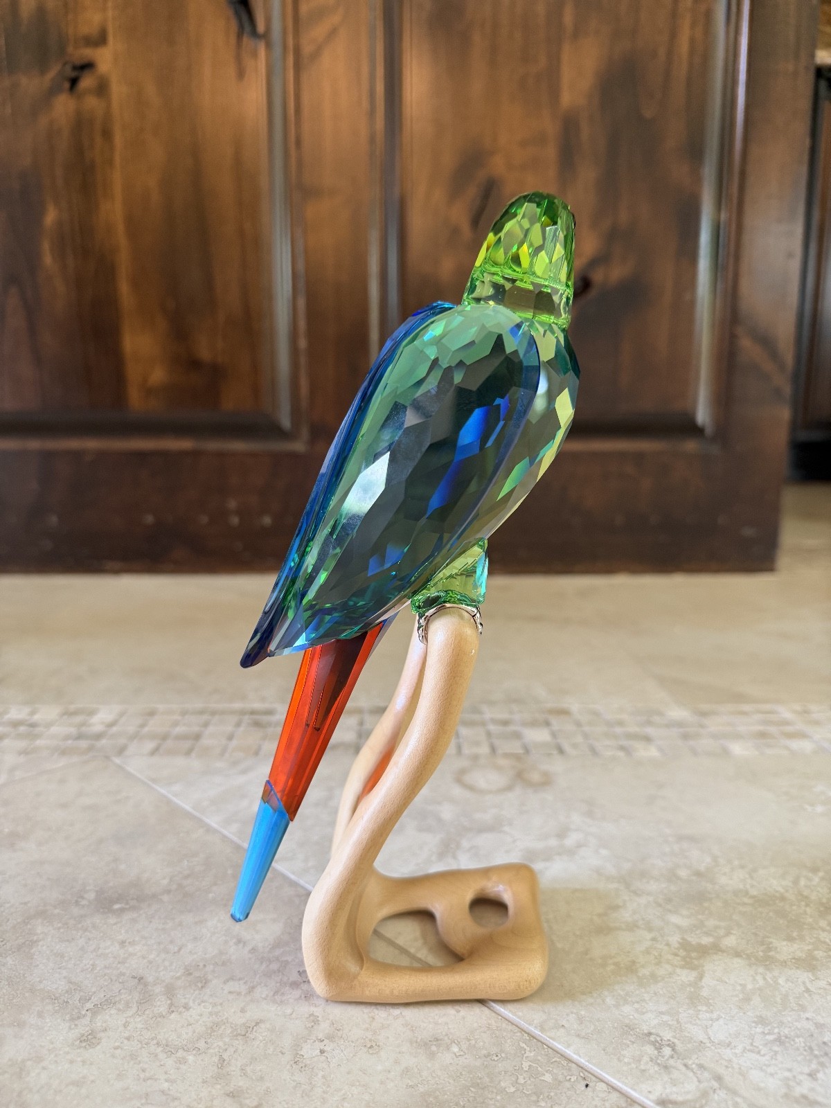 Swarovski Crystal Chrome Green Macaw Parrot Figurine