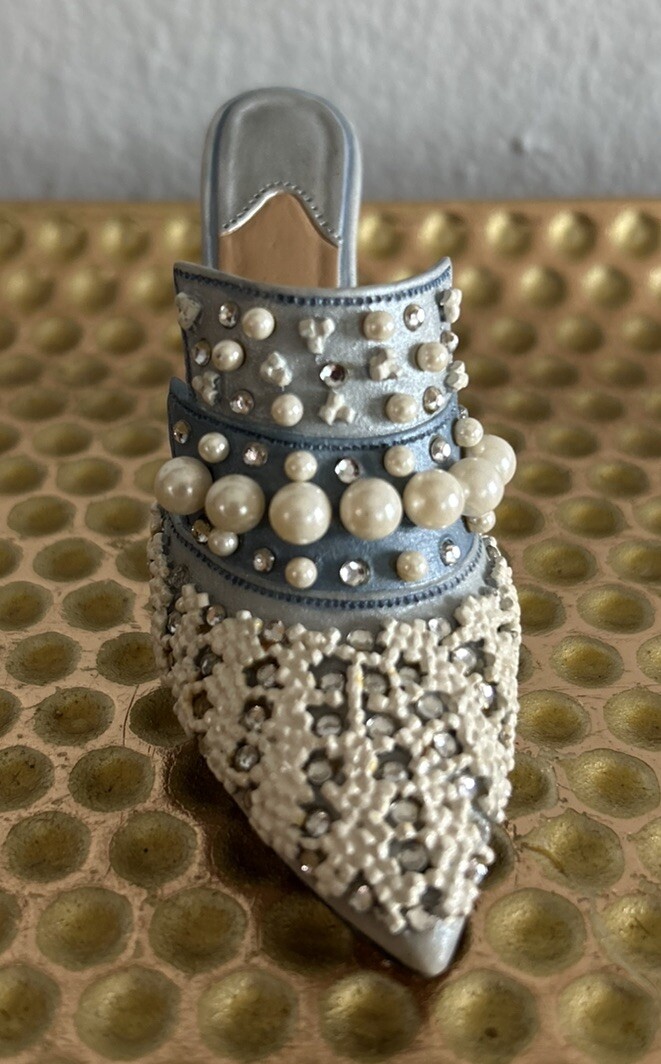 VTG Just The Right Shoe By Raine “Frosted Fantasy” Bedazzled Mule #25032~1999