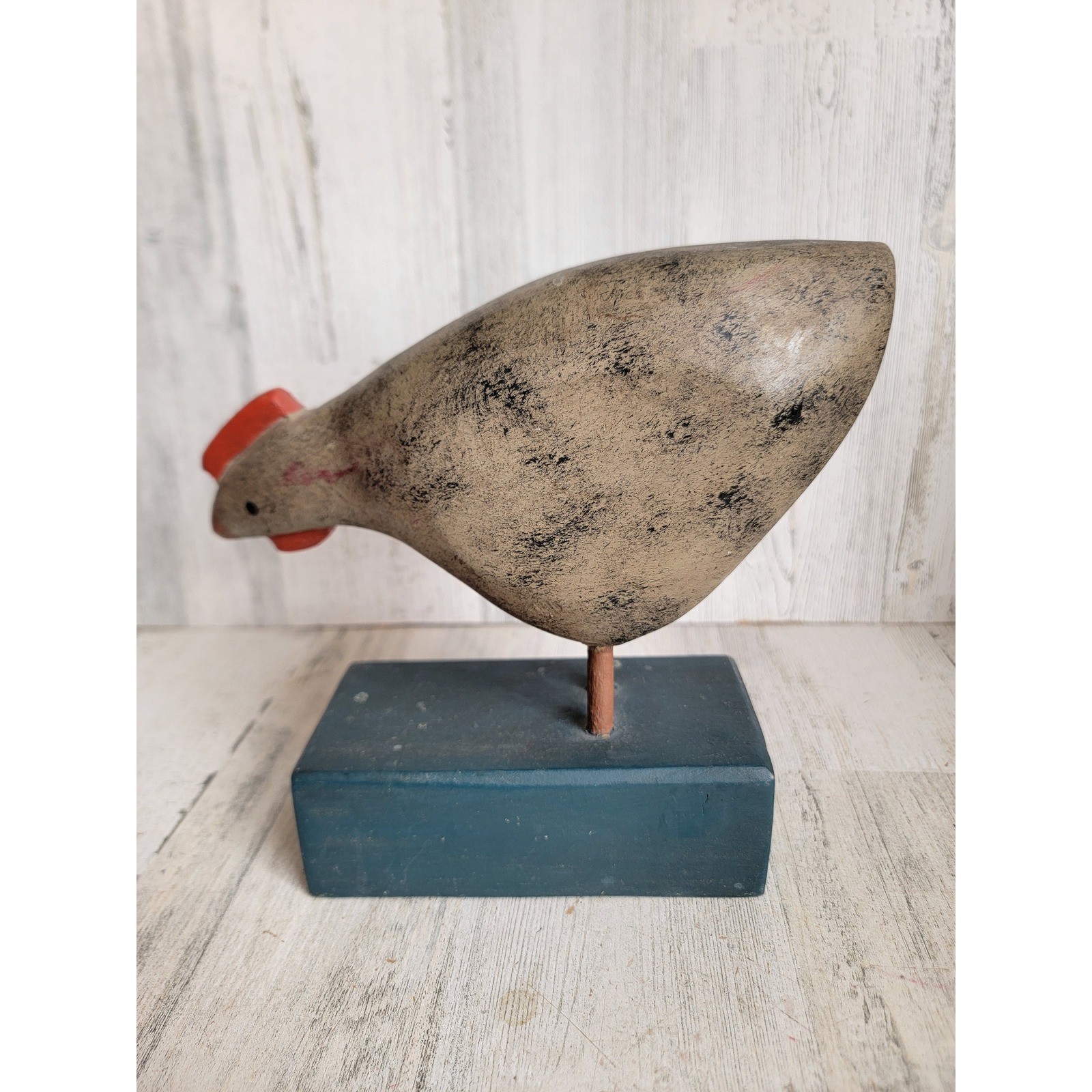 Primitive folk art farm chicken hen unique home decor figure wooden