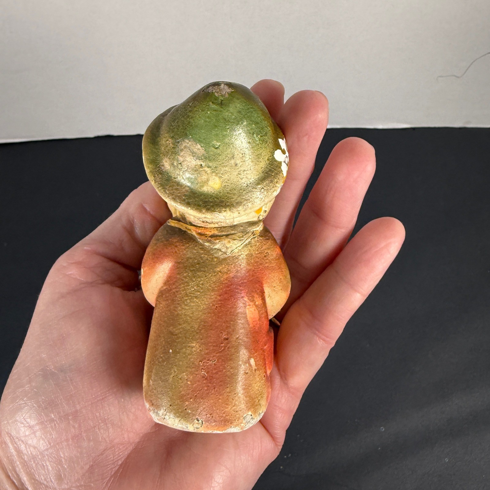 Vintage Chalkware Boy Figurine Holding Animal Mid-Century Carnival Prize 3.75″