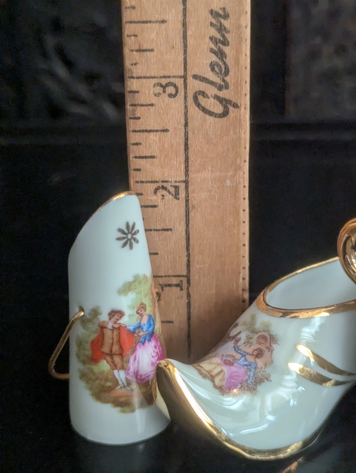 Lot Vtg Limoges France Porcelain Miniature Courting Couple Rococo Shoe Vase Tea