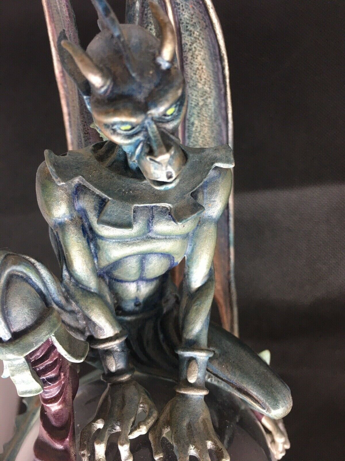 Satan Deviil Demon Gothic Solid Fine Pewter on Crystal Ball Figurine