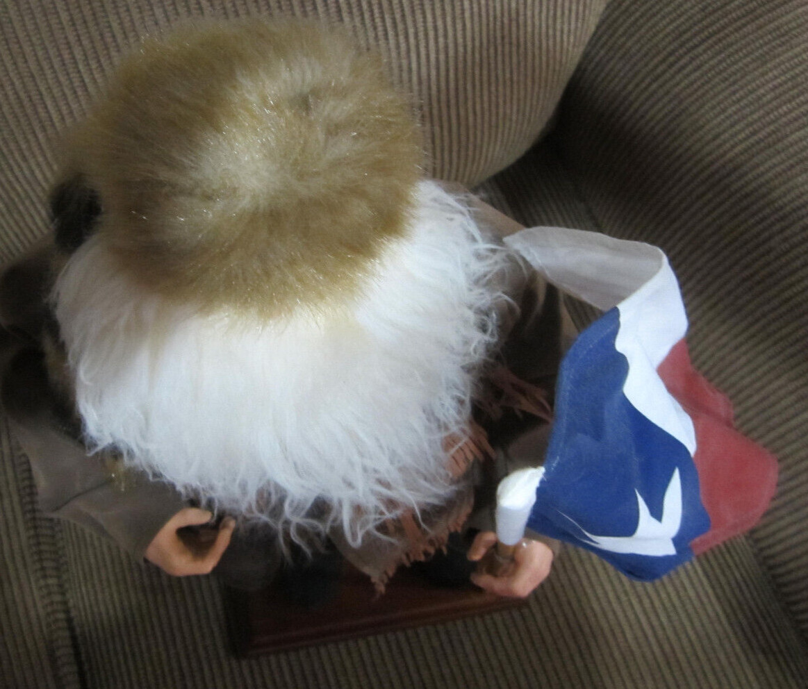Custom Made 22″ Western Texan (or Santa) Holding Texas Flag On Wood Base Unique