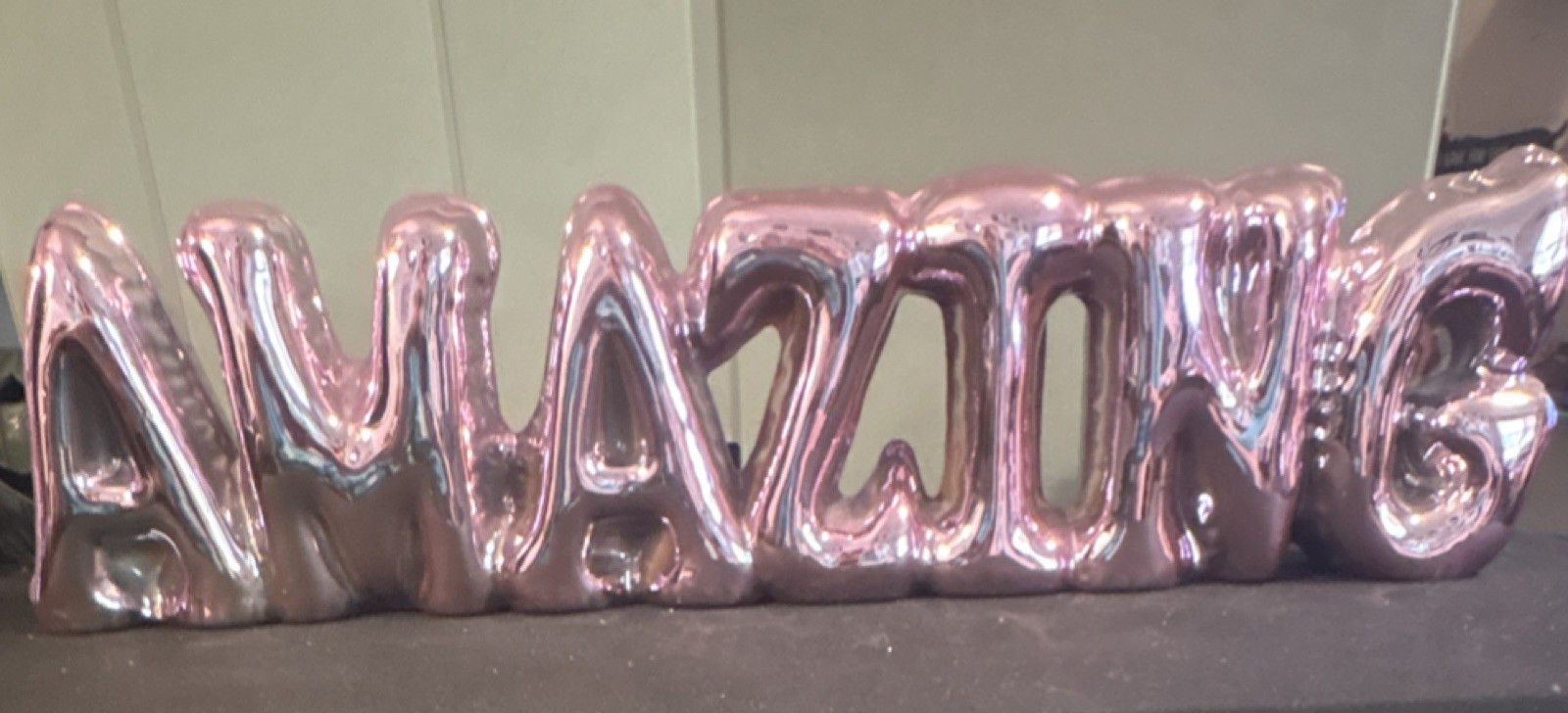 Pink Ceramic Lettering Figurine Glossy Finish Decorative Sculpture