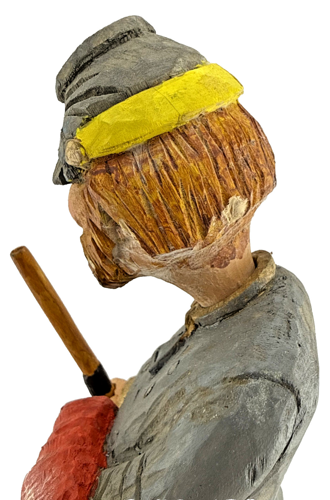 Carved Wood Confederate Soldier Figure Peg Neck Rustic Primitive 10 1/4″ Tall