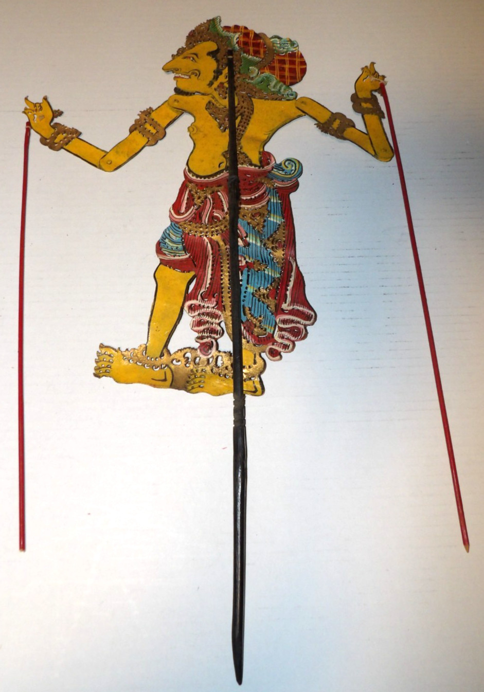 Balinese Wayang Kulit Shadow Puppet 25″ Hand Carved Leather articulated Vintage