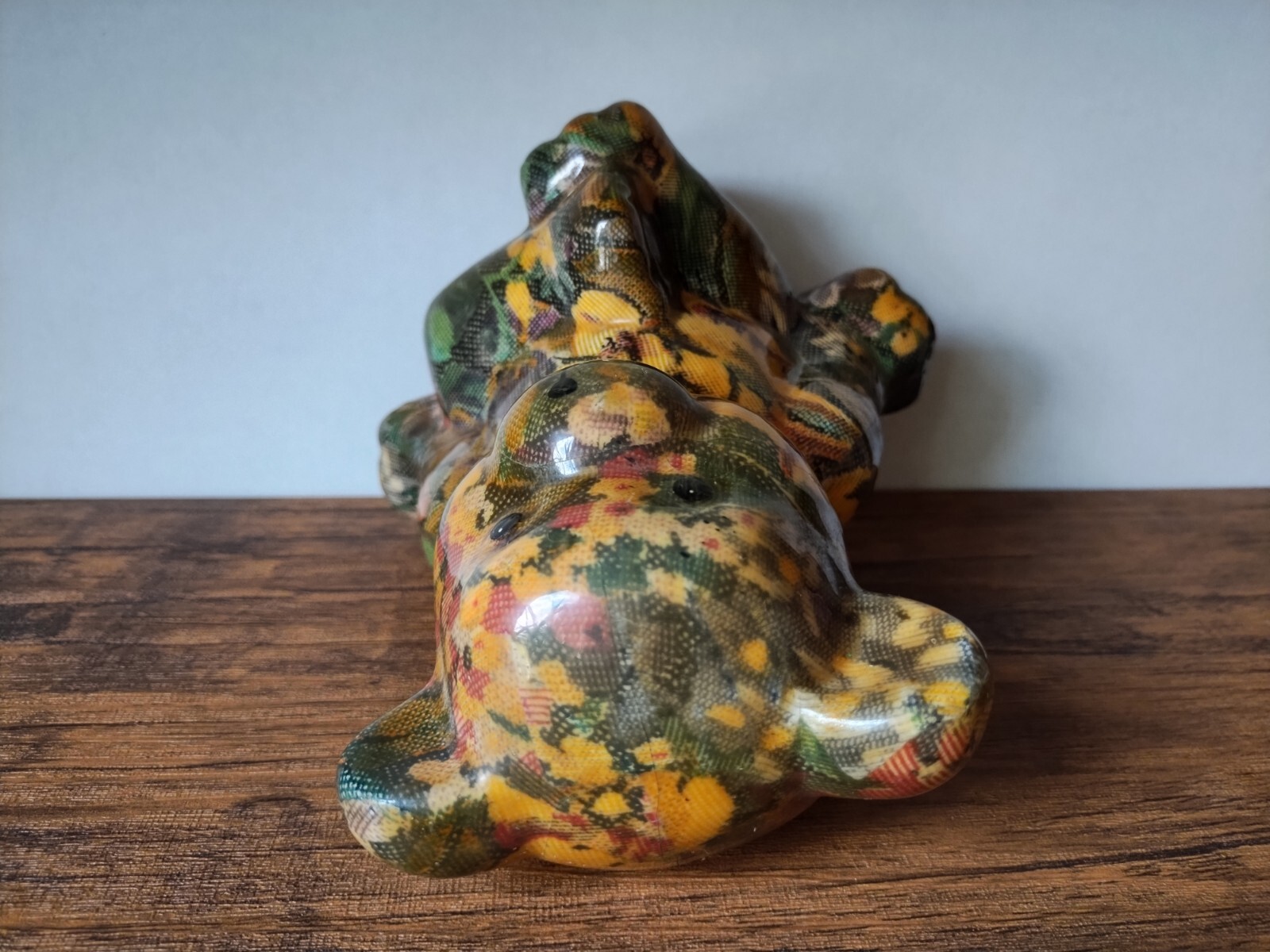 Vintage – 6½” Joan Baker Teddy Bear Porcelain Patchwork Fabric Figurine