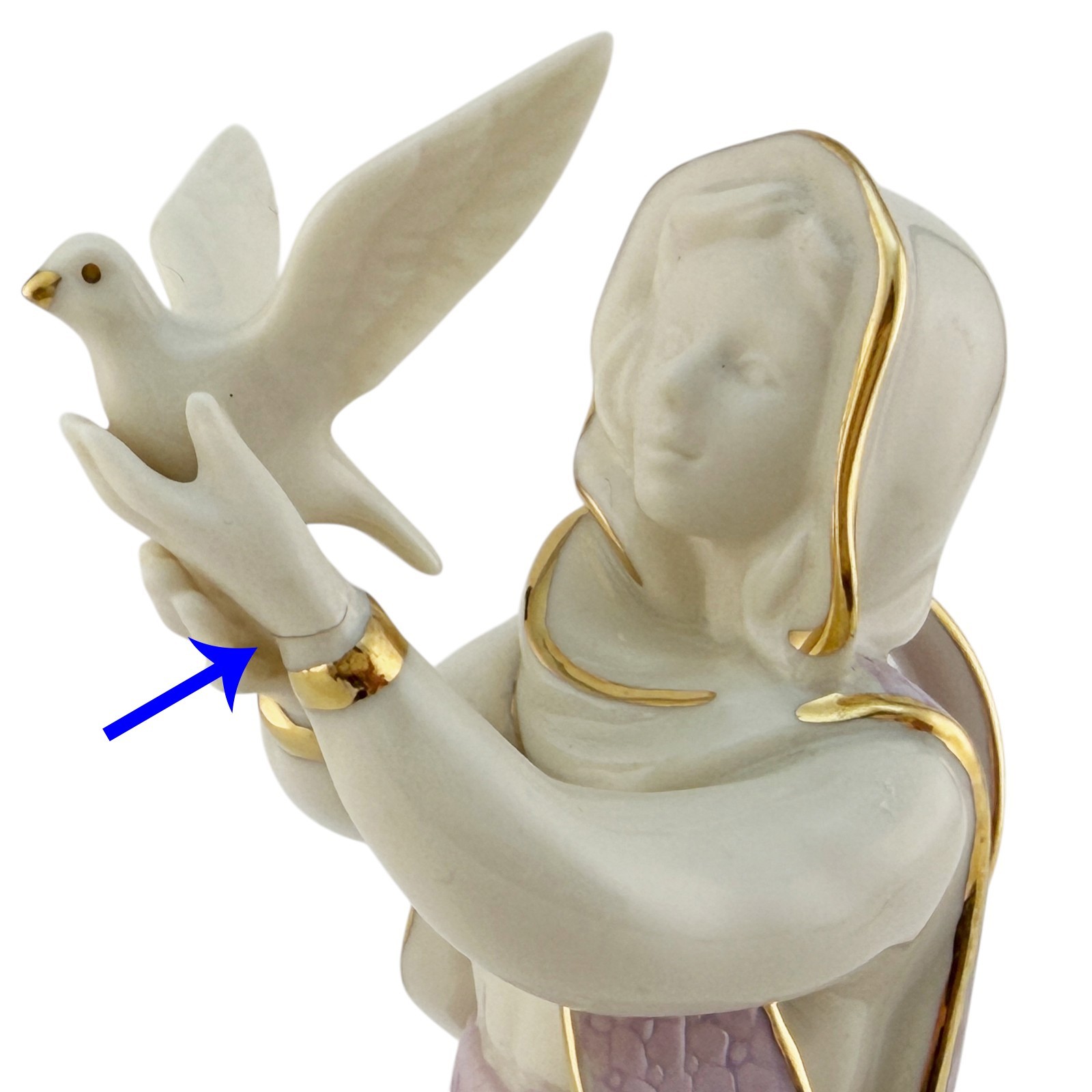 IMPERFECT Lenox China First Blessing Nativity DOVE SELLER Figurine Only