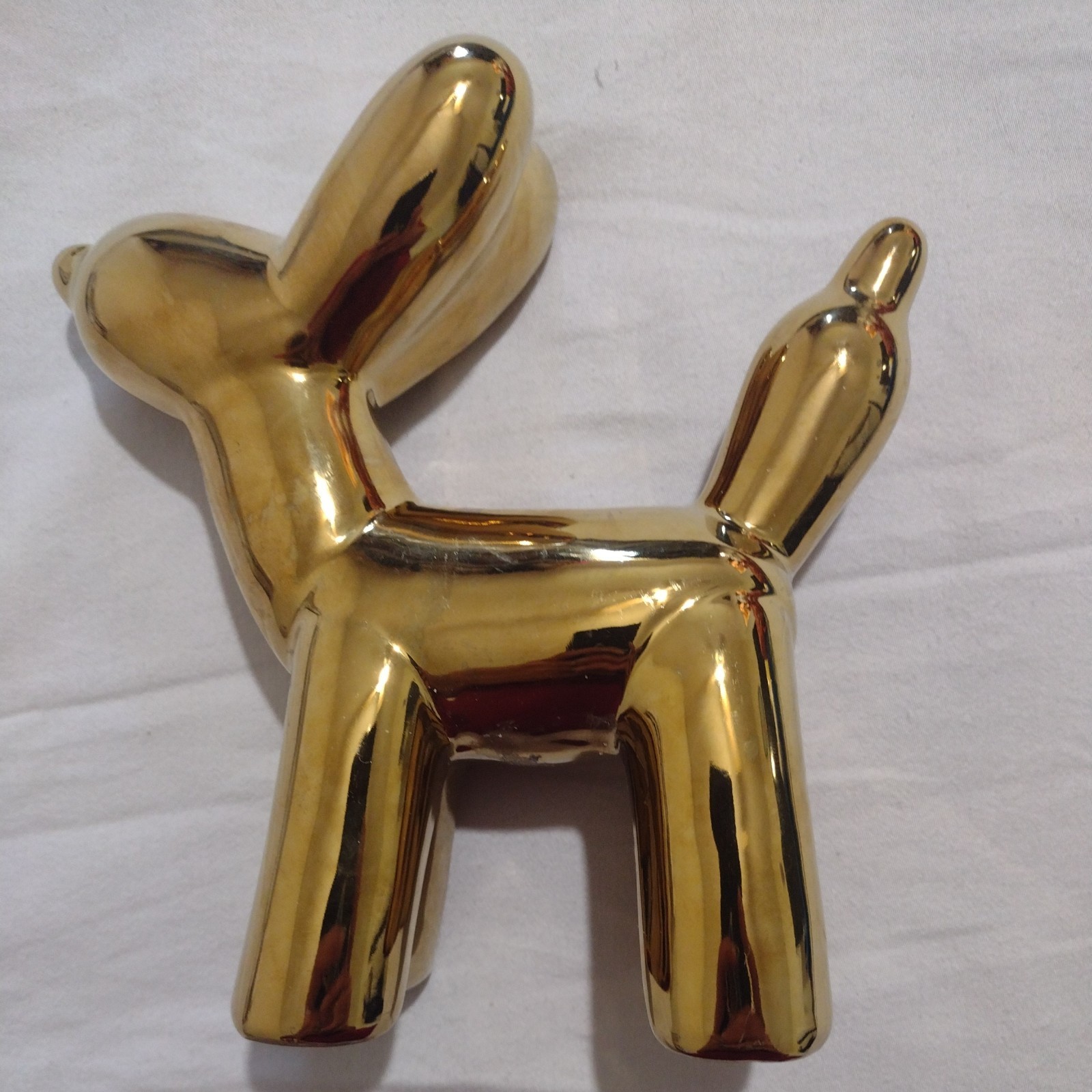 Ceramic Gold Colored Balloon Dog Design Figurine 6.5″ Wide × 6.5″ Tall