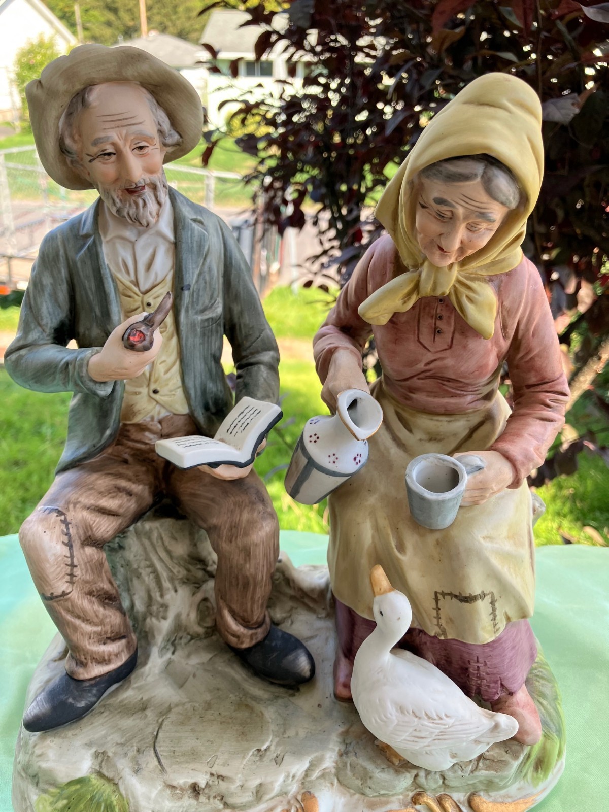 Old Man and Woman Bisque Figurine
