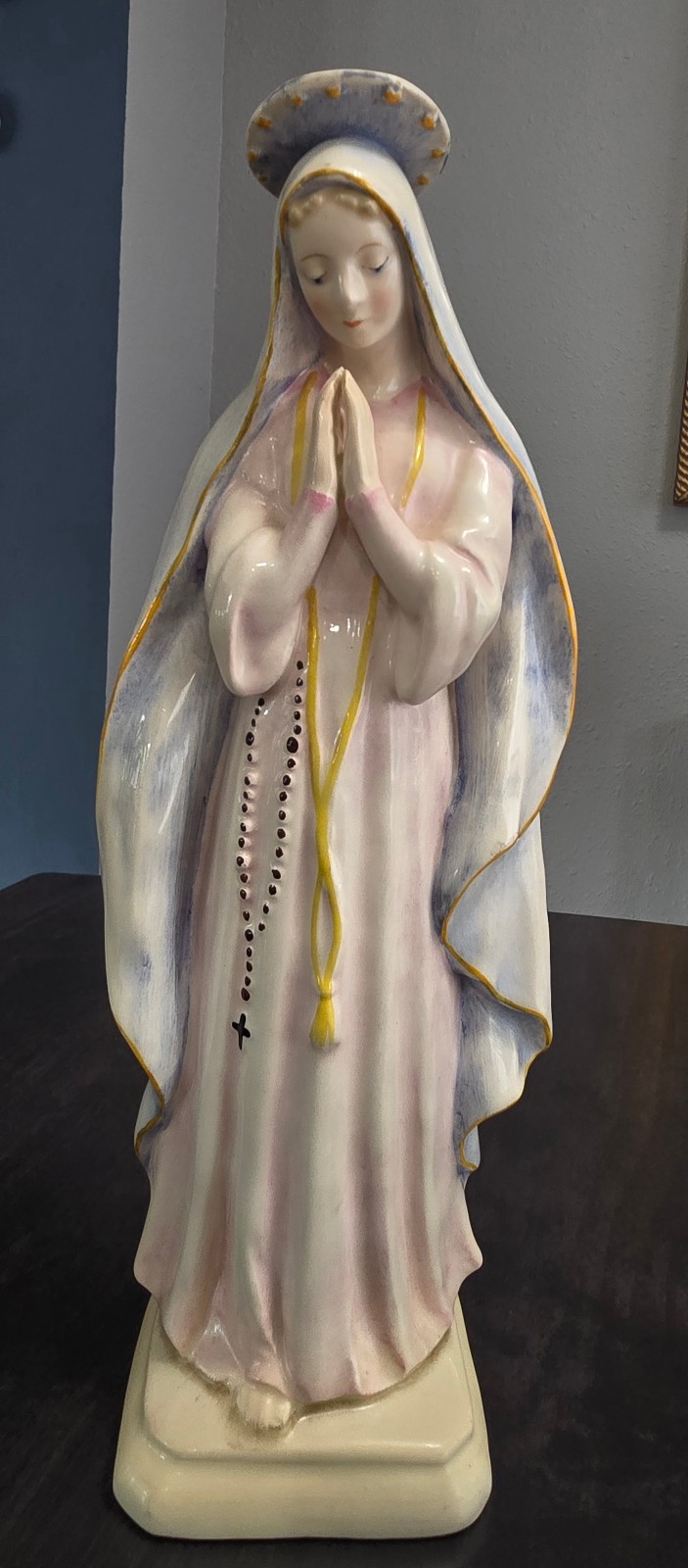 Vintage Goebel Madonna Virgin Mary Figurine TMK-2 Full Bee Germany 10.75″ Rosary