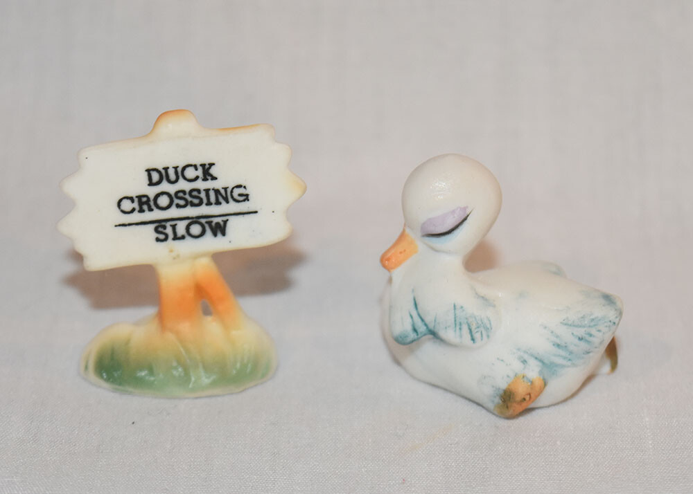 Japan Miniature Duck and Crossing Figurines