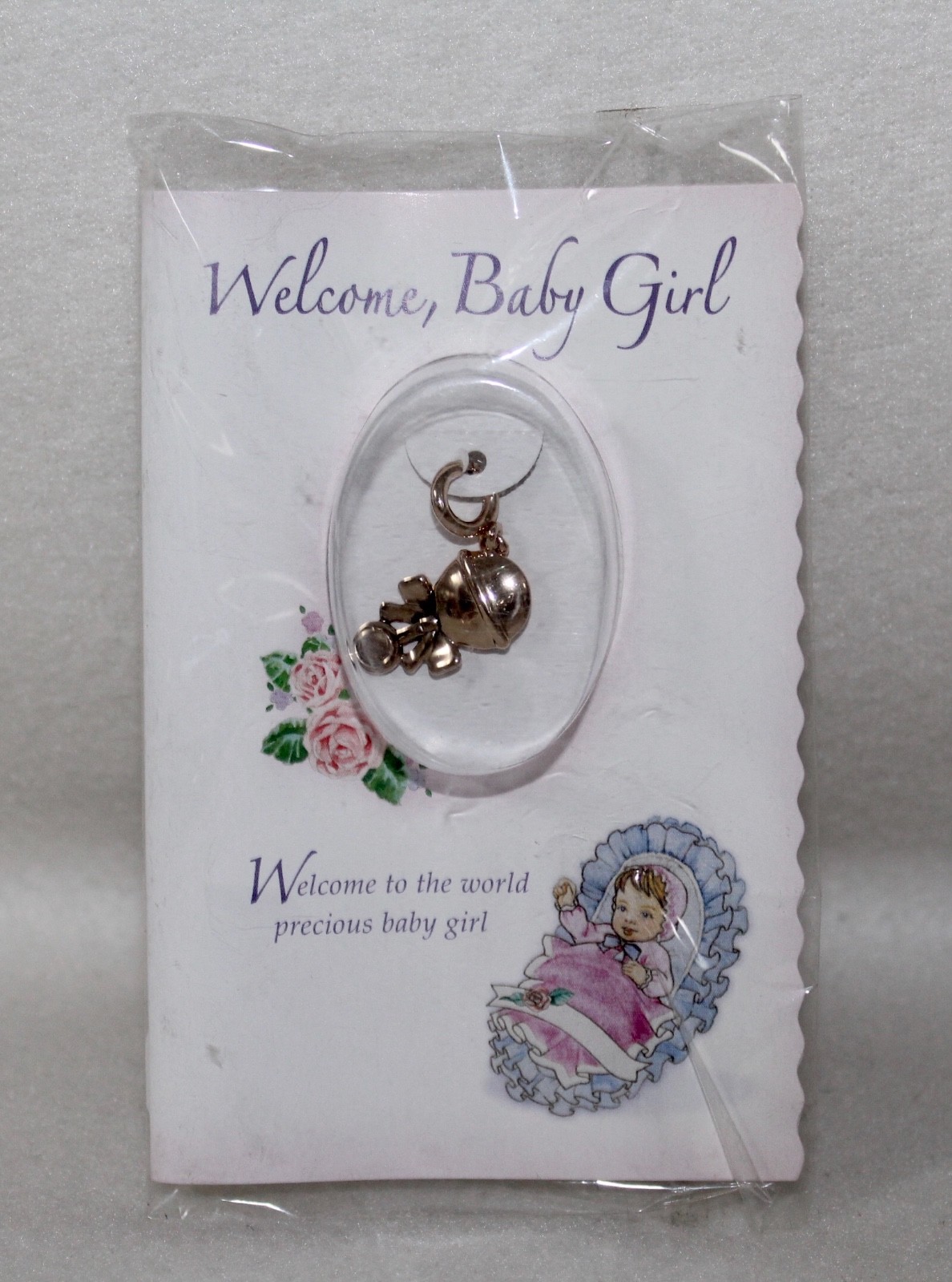 Rattle Birthday Charm ~ Welcome Baby Girl ~ Growing Up Girls Enesco Brand New