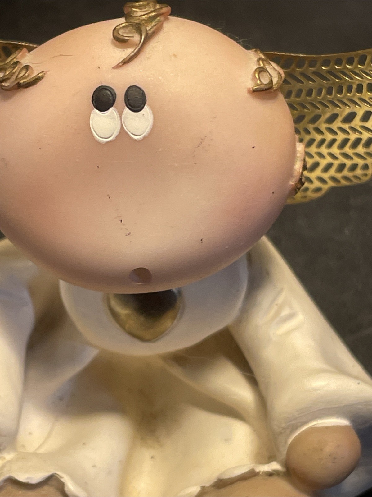 Vintage 2001 Kirk’s Critters Angel Cheeks Figurine Gold Tone Heart Love