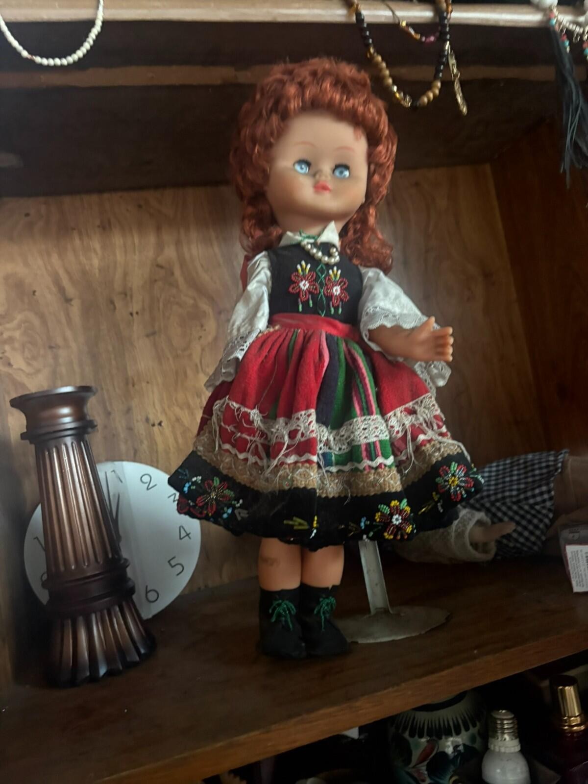 Vintage 19″ Tall Hungary Costume Vinyl Doll Curly red Hair