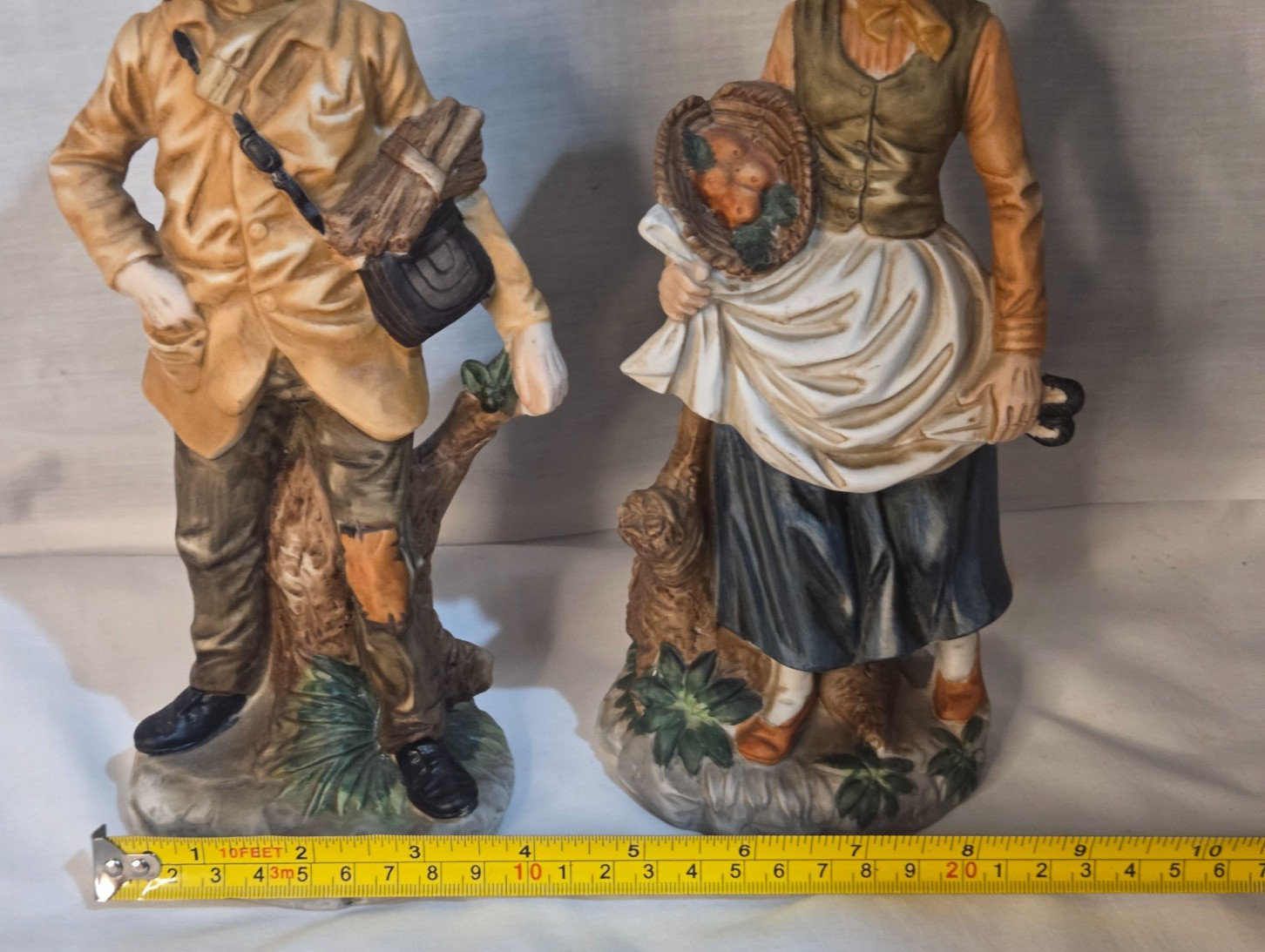 Vtg Homco Porcelain Old Man Woman Figurine Pair Rustic Peasant Couple 10”