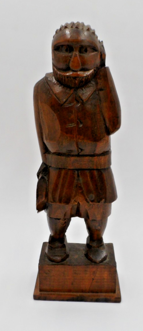 Hand Carved Wooden Mexican Folk Art Man Holding Hat 9″ Peasant Made in Mexico