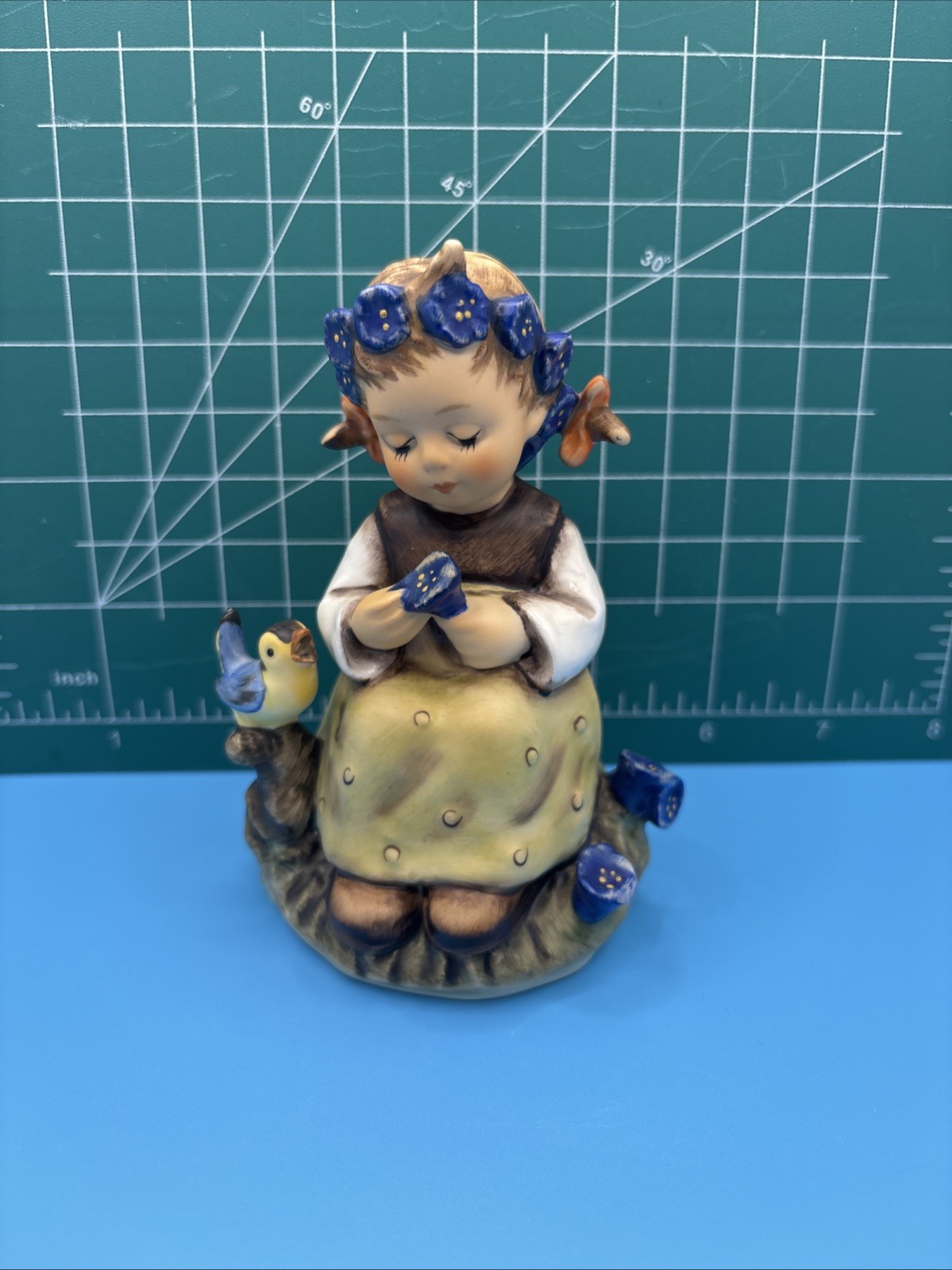 VTG Hummel Goebel #351 FIGURINE THE BOTANIST Girl Bird W Germany