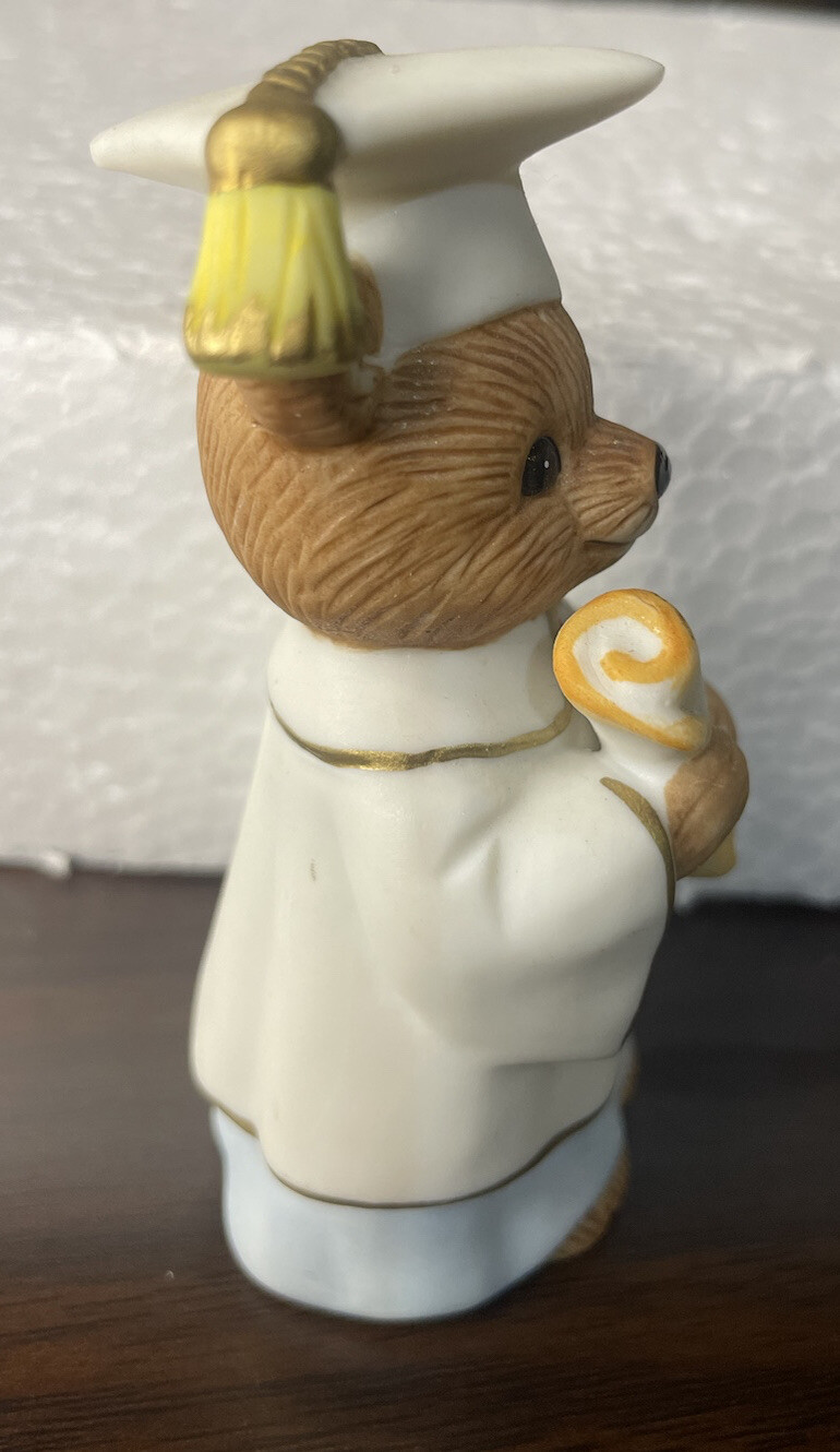 Vintage Homco Porcelain Graduation Bear Figurine Made In Sri Lanka #1404