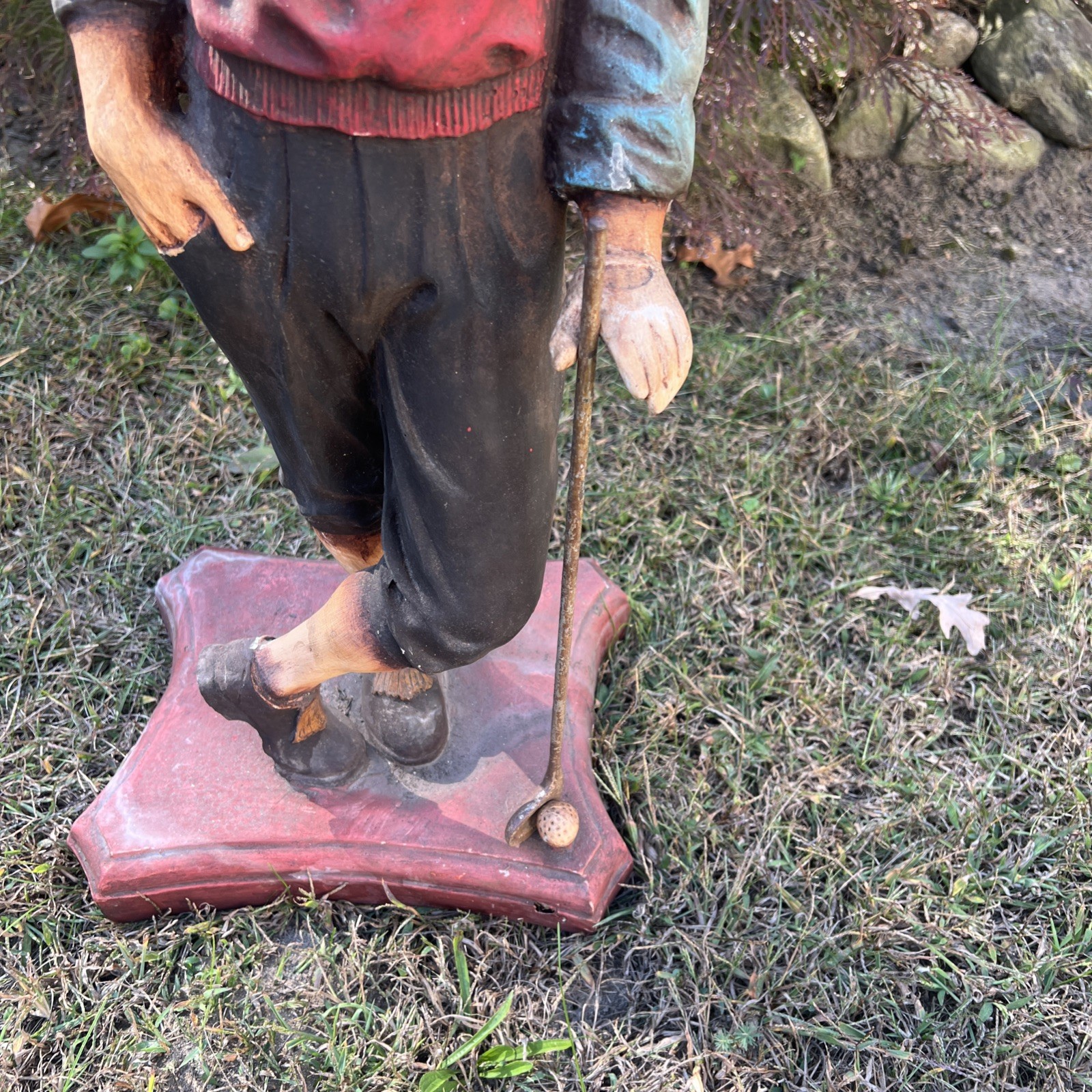 Vintage Man Golfer Statue Hand-Painted 27″ Tall. Also have matching lady golfer