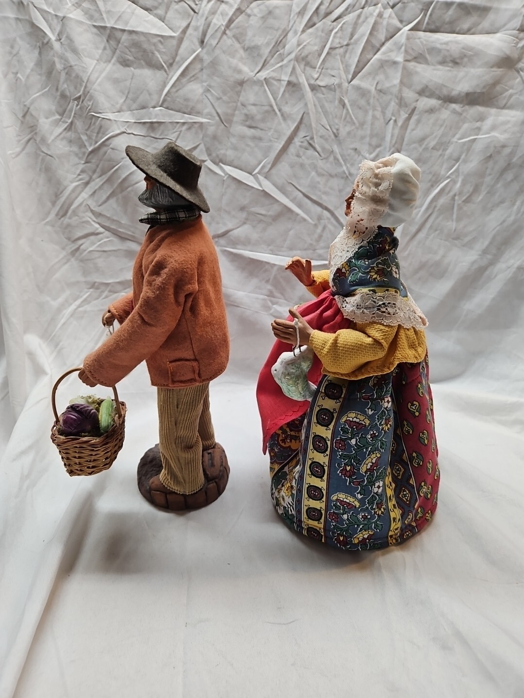 2 Santon Gelato Terracotta Old Farming Couple 10 1/2in. T