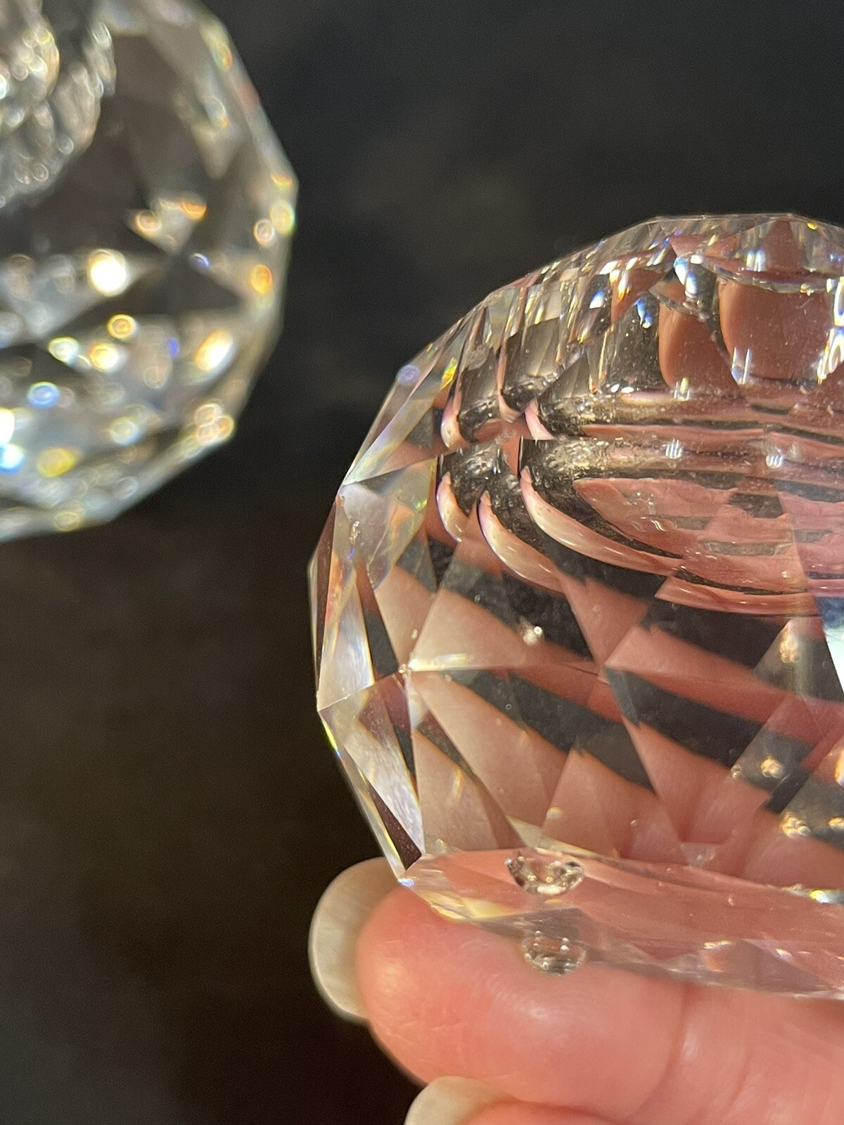 Swarovski Silver Crystal Faceted Ball Candle Holders 2 Sizes-small Chips On All