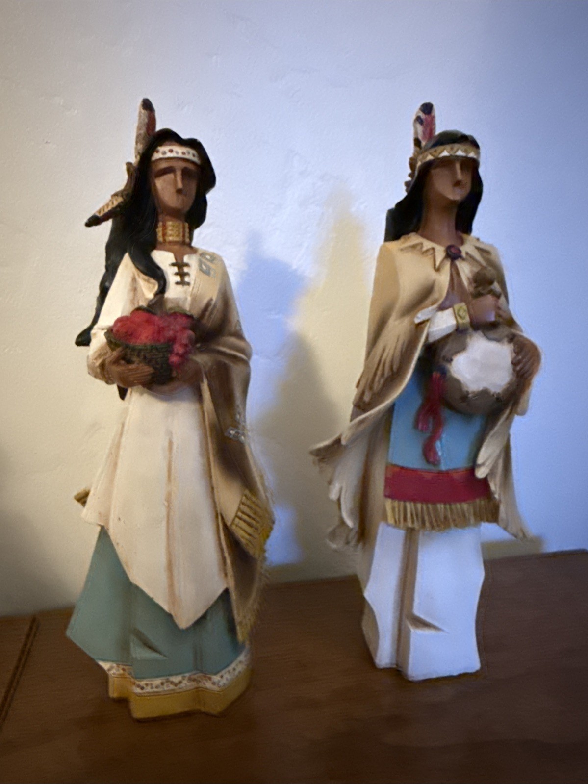 Pacific Rim Cubist Thanksgiving Harvest 9” Native Man & Woman Set