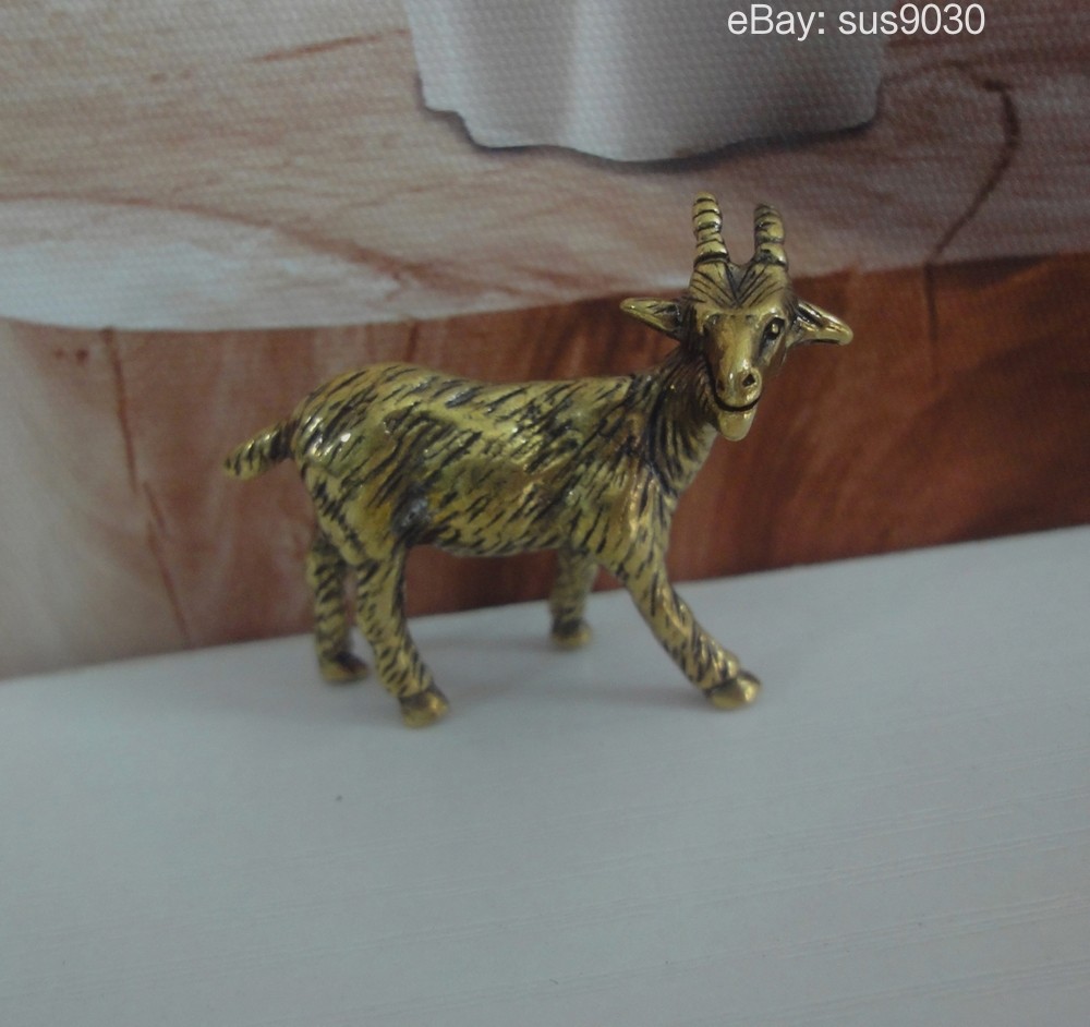 Solid Brass Tough Goat Figurine Statue Sculpture for Home Decor