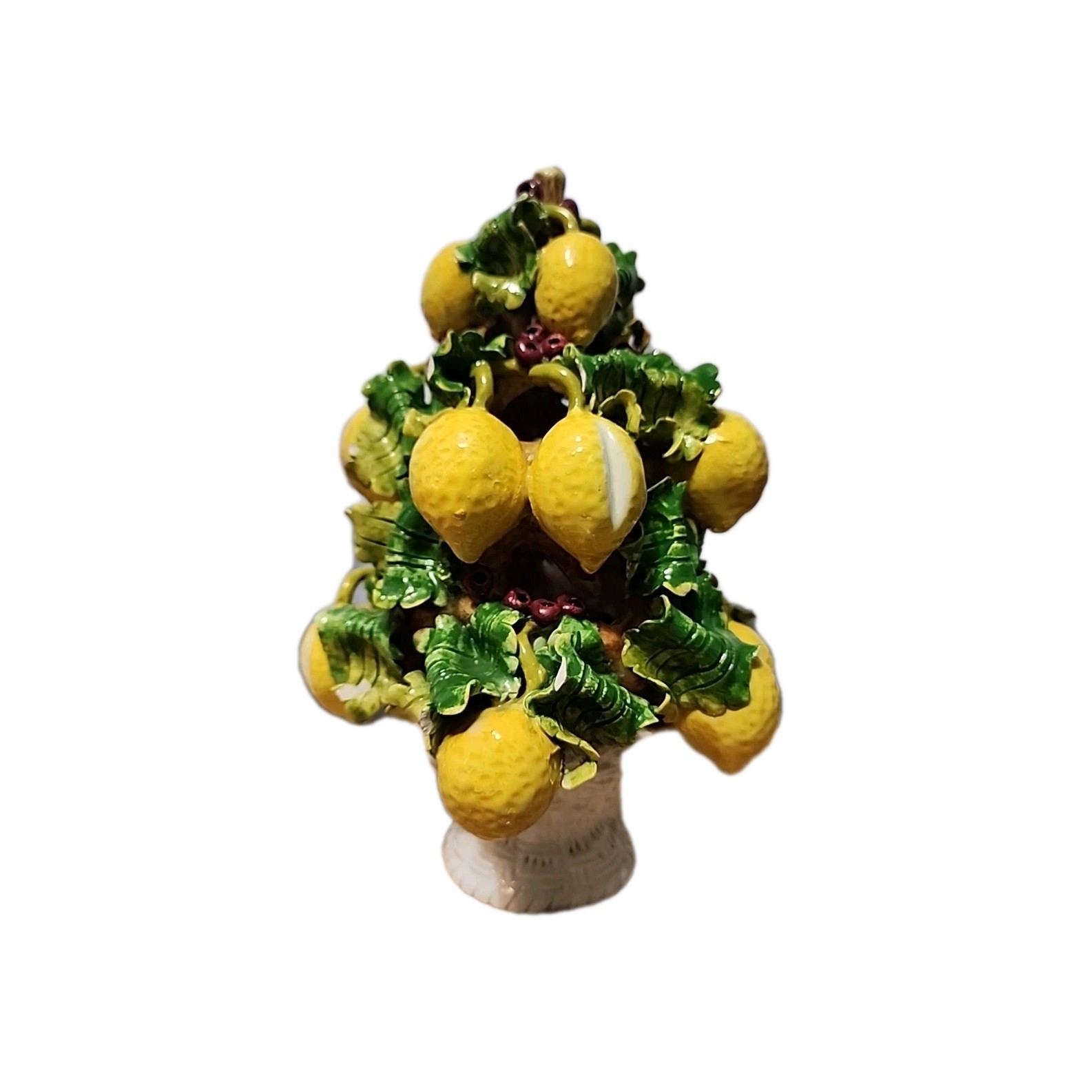 Vintage Italian Glazed Ceramic Lemon Topiary 531/ 1/2 Made In Italy
