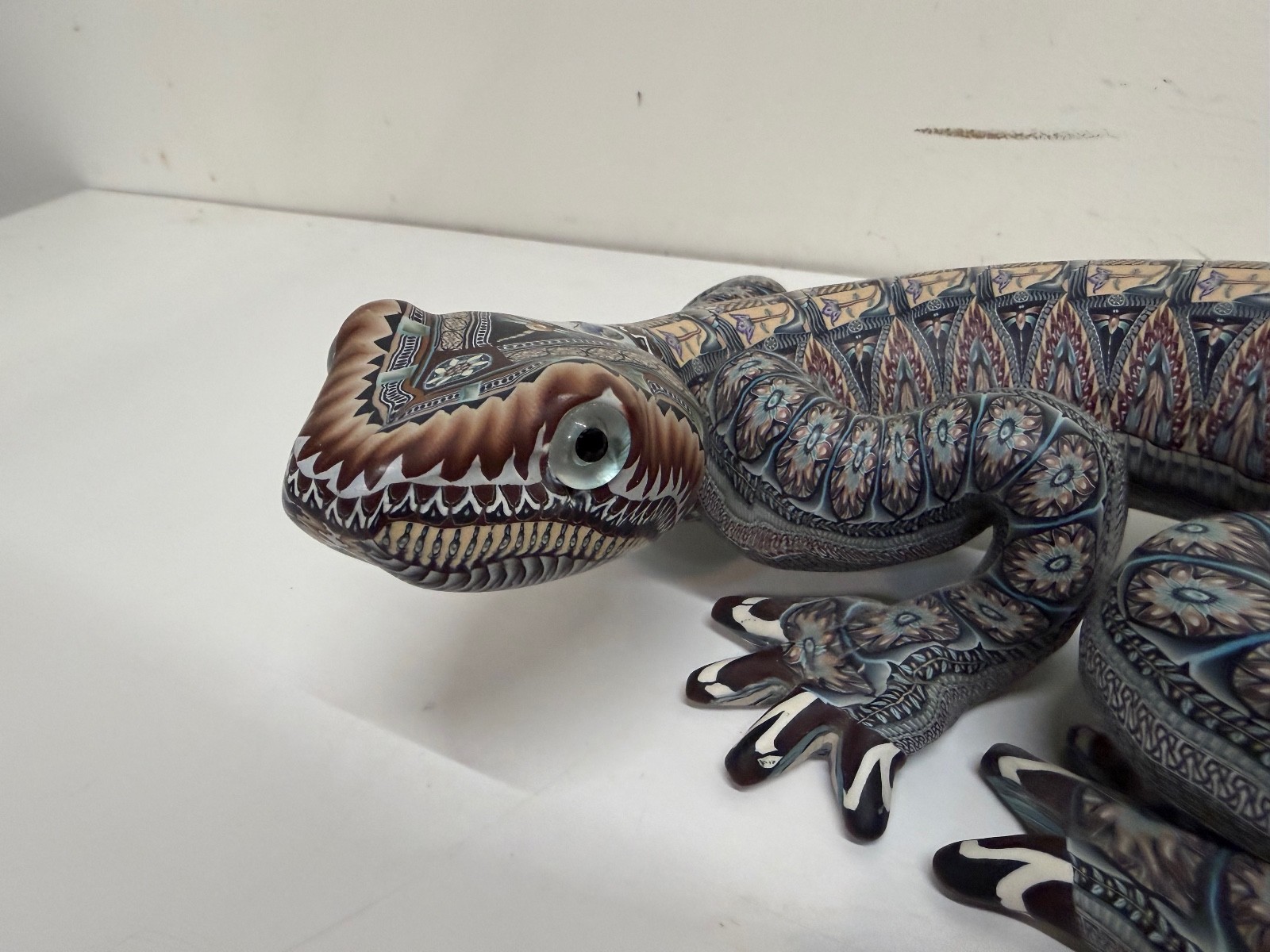 Jon Anderson Fimo Polymer Clay Large Gecko / Lizard Figurine Statue 16 1/2″ Long