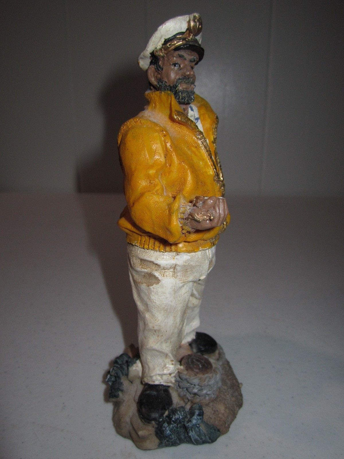 Vintage Folk Art Resin Figure Old Man Nautical Sailor Ship Captain 6”