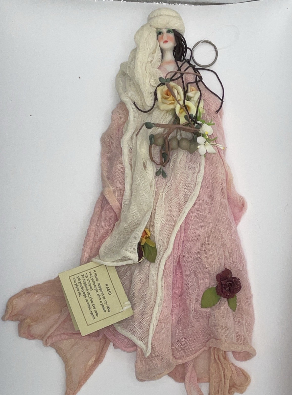 VTG Cleio Muse of History Greek Mythology Hand Painted Fabric Figurine Hanging