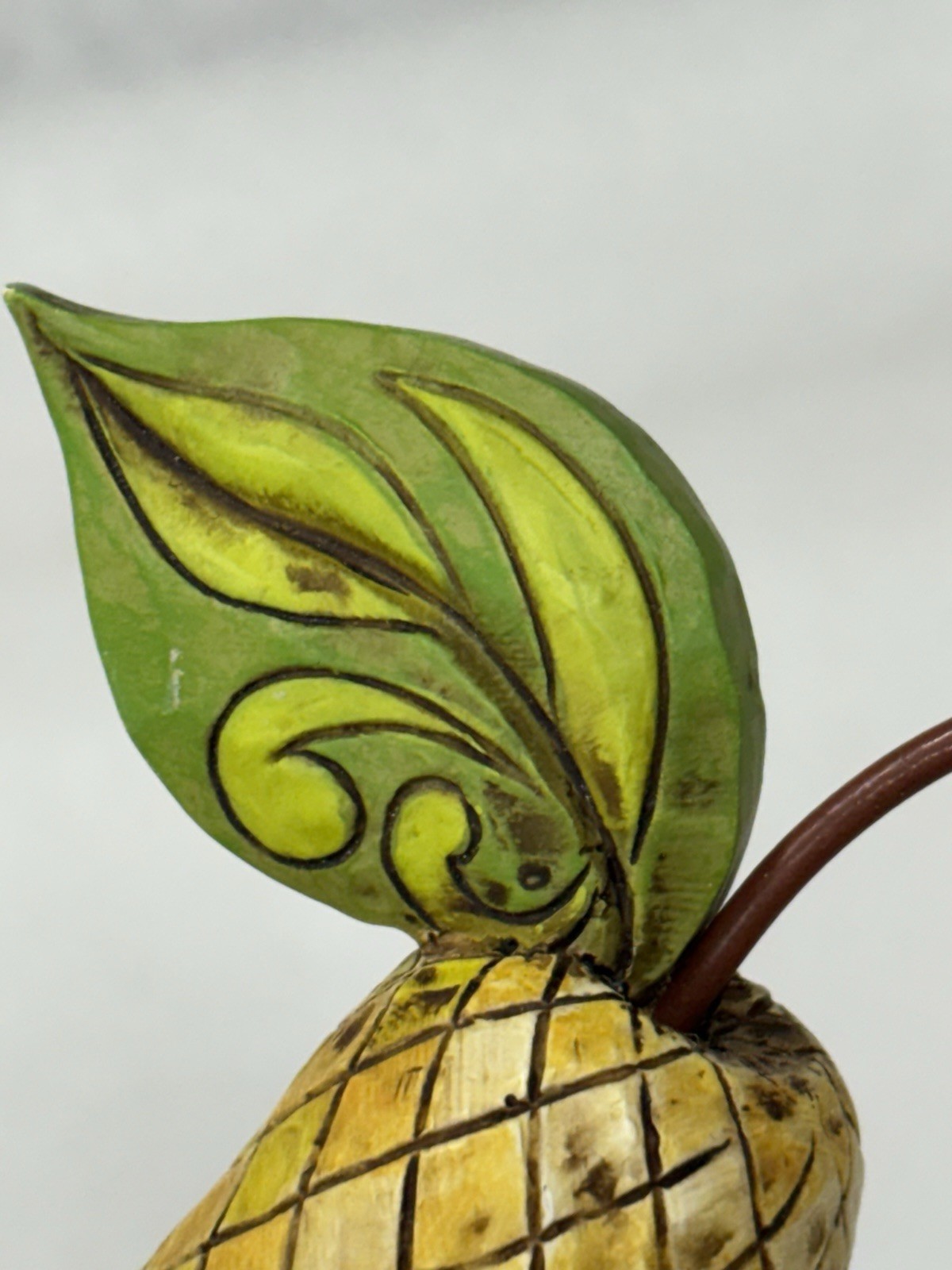 Jim Shore Designs 2006 Heartwood Creek Quilted 4″ Hinged Golden Pear Trinket Box