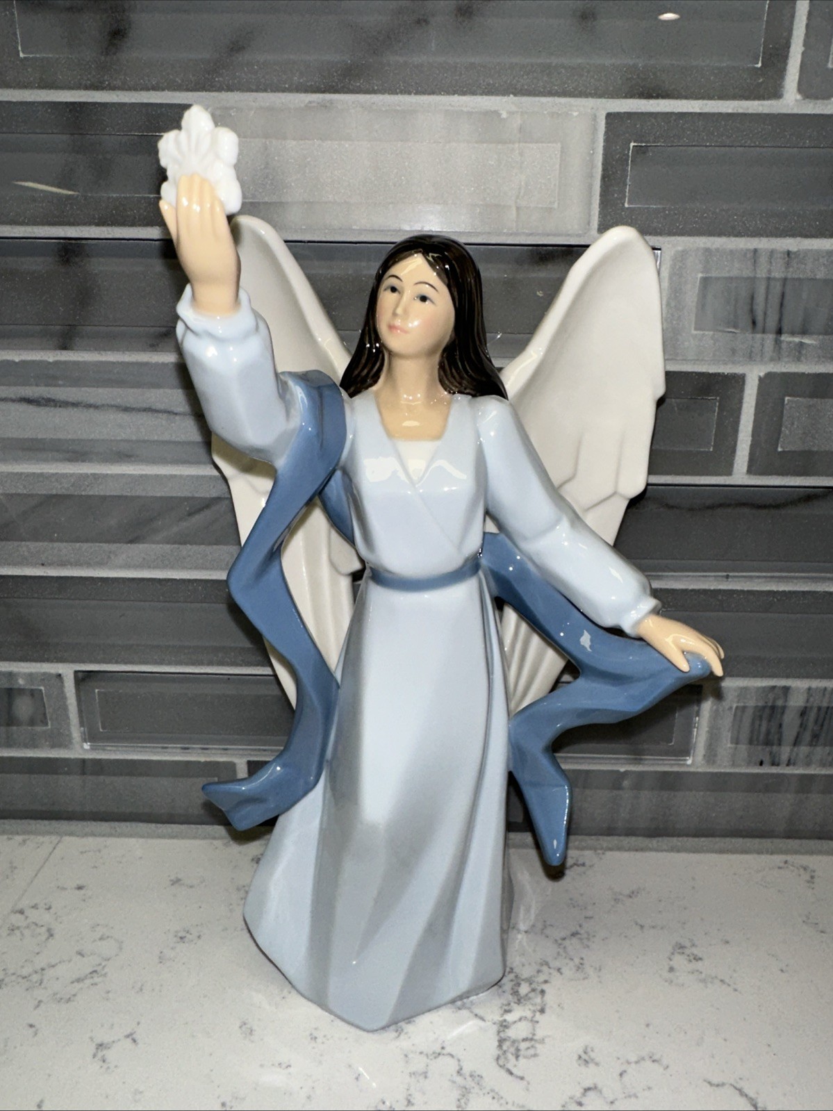 Hallmark Angel~Celeste~Friendship Harmony Holding Snowflake Porcelain Figurine