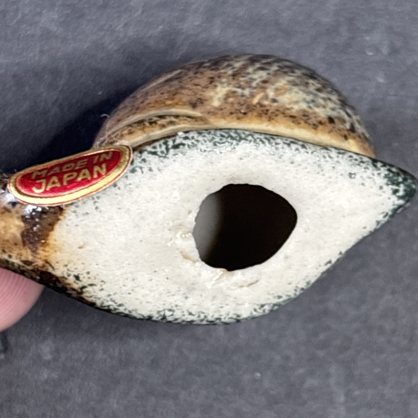 Vintage*Stoneware/Ceramic 1.75” Long Snail Marked Japan*Fairy Garden/Miniature