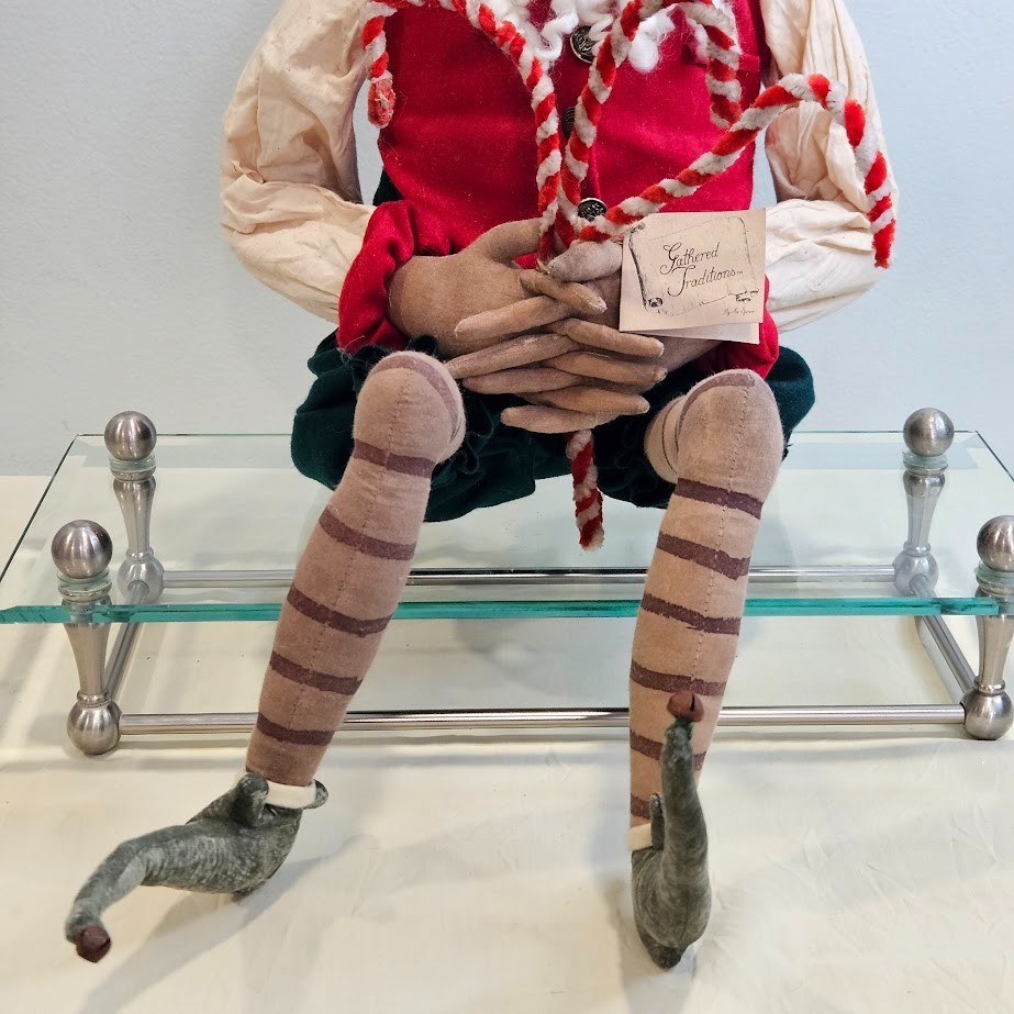 Joe Spencer Gathered Traditions Candy Cane Santa Claus Figure with Original Tag