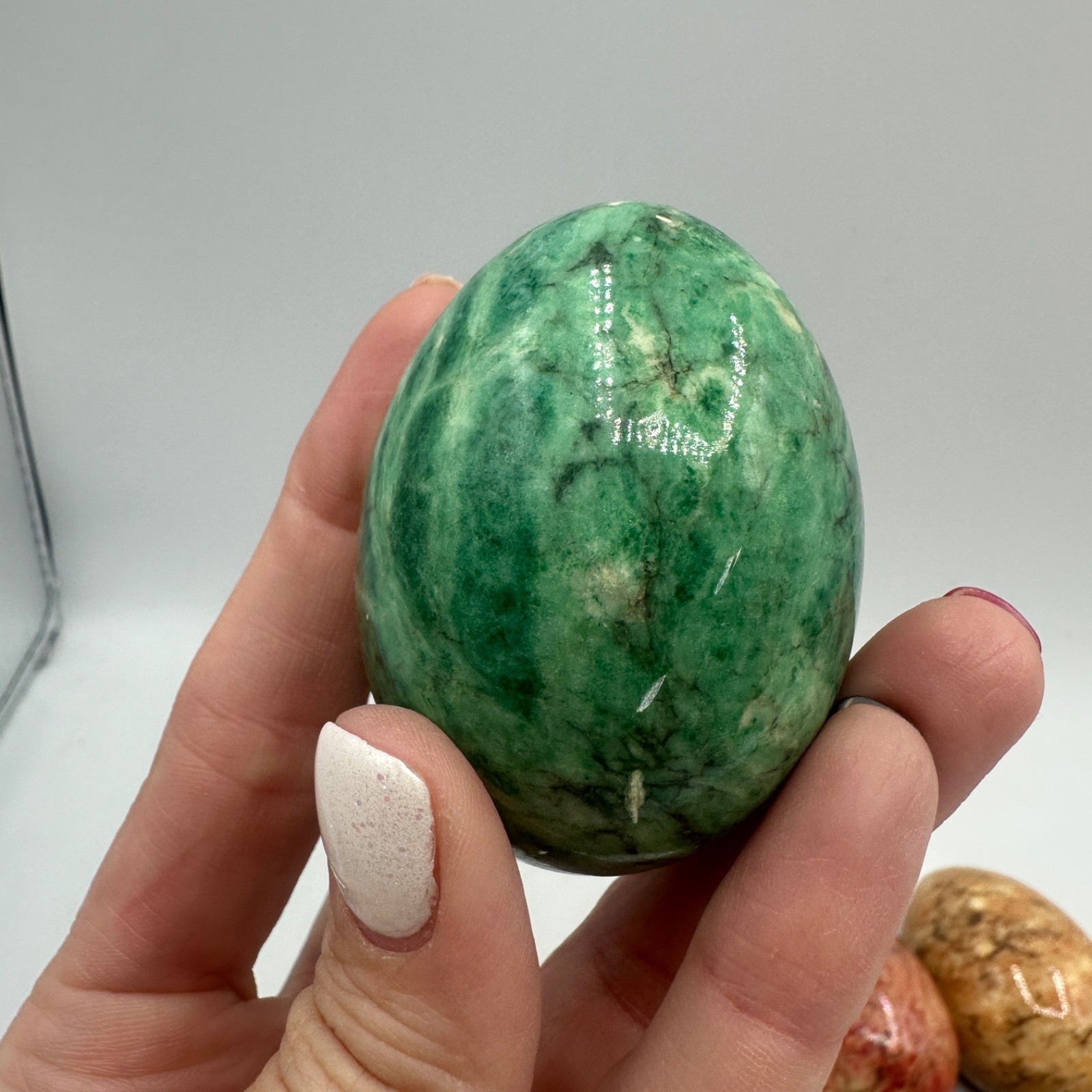5 Vintage Marble Eggs Alabaster Polished Stone Easter Decor Italy
