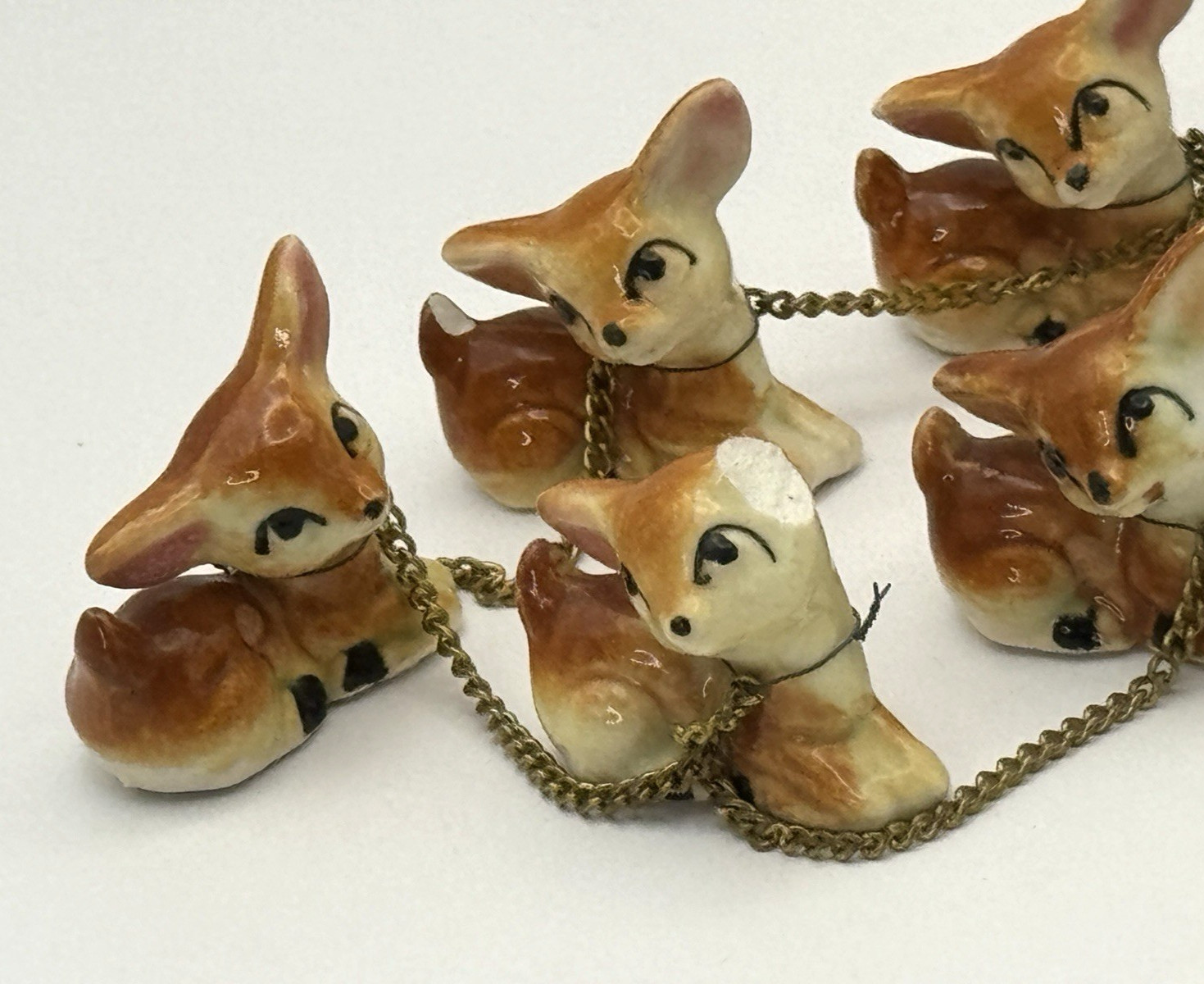 Sonsco Miniature DOE Deer & 6 FAWNS Figurines Japan Anthropomorphic – 2 Damage