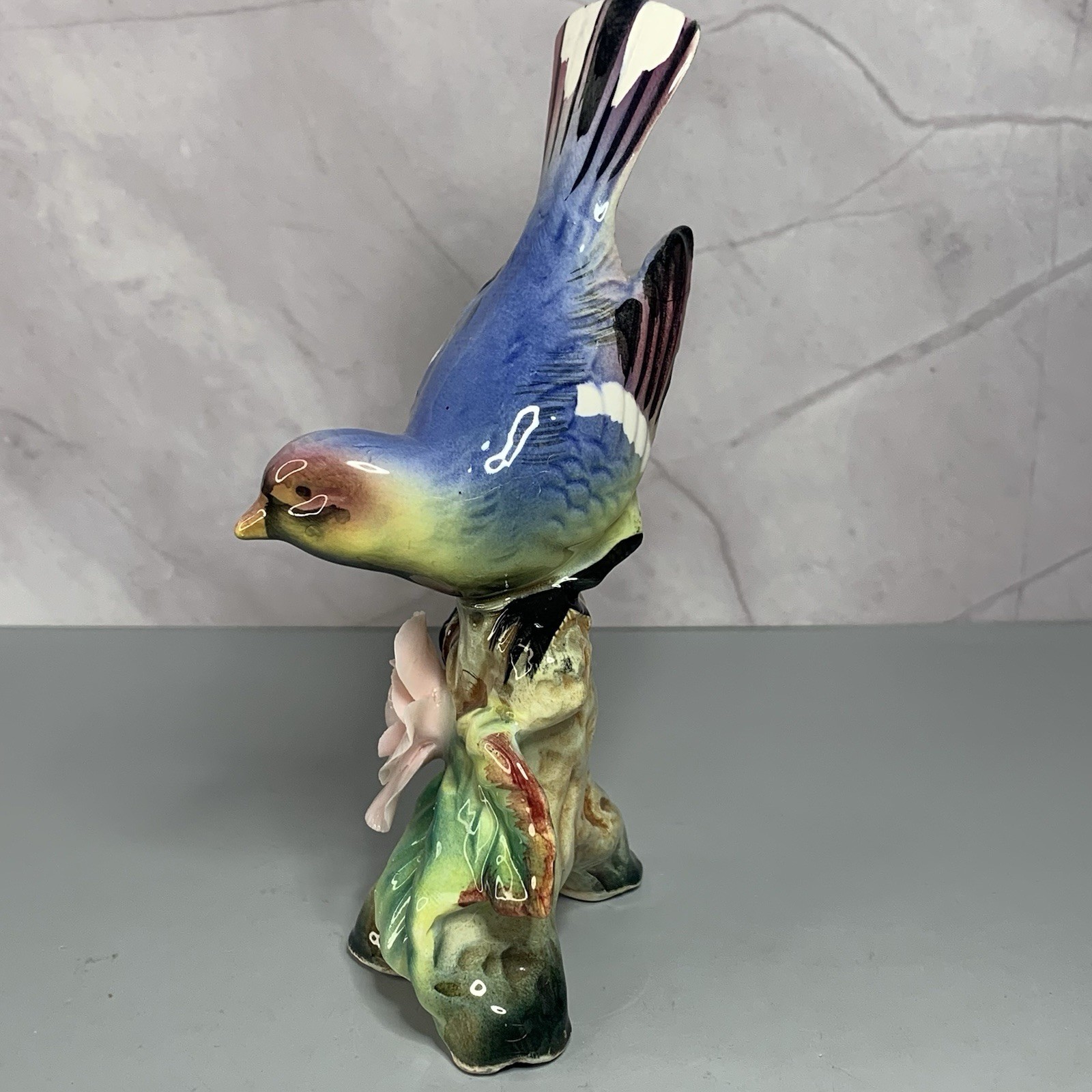 Vintage China Porcelain Bird On Blooming Tree Branch Figurine Japan