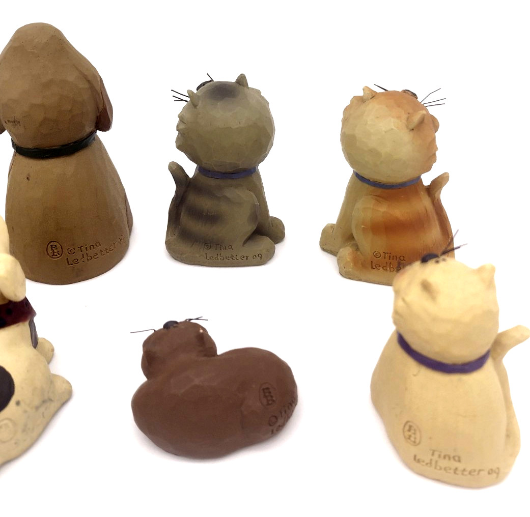 Tina Ledbetter09 Blossom Bucket Happy Puppy Dog Figurines Collection – Lot 8 Pcs