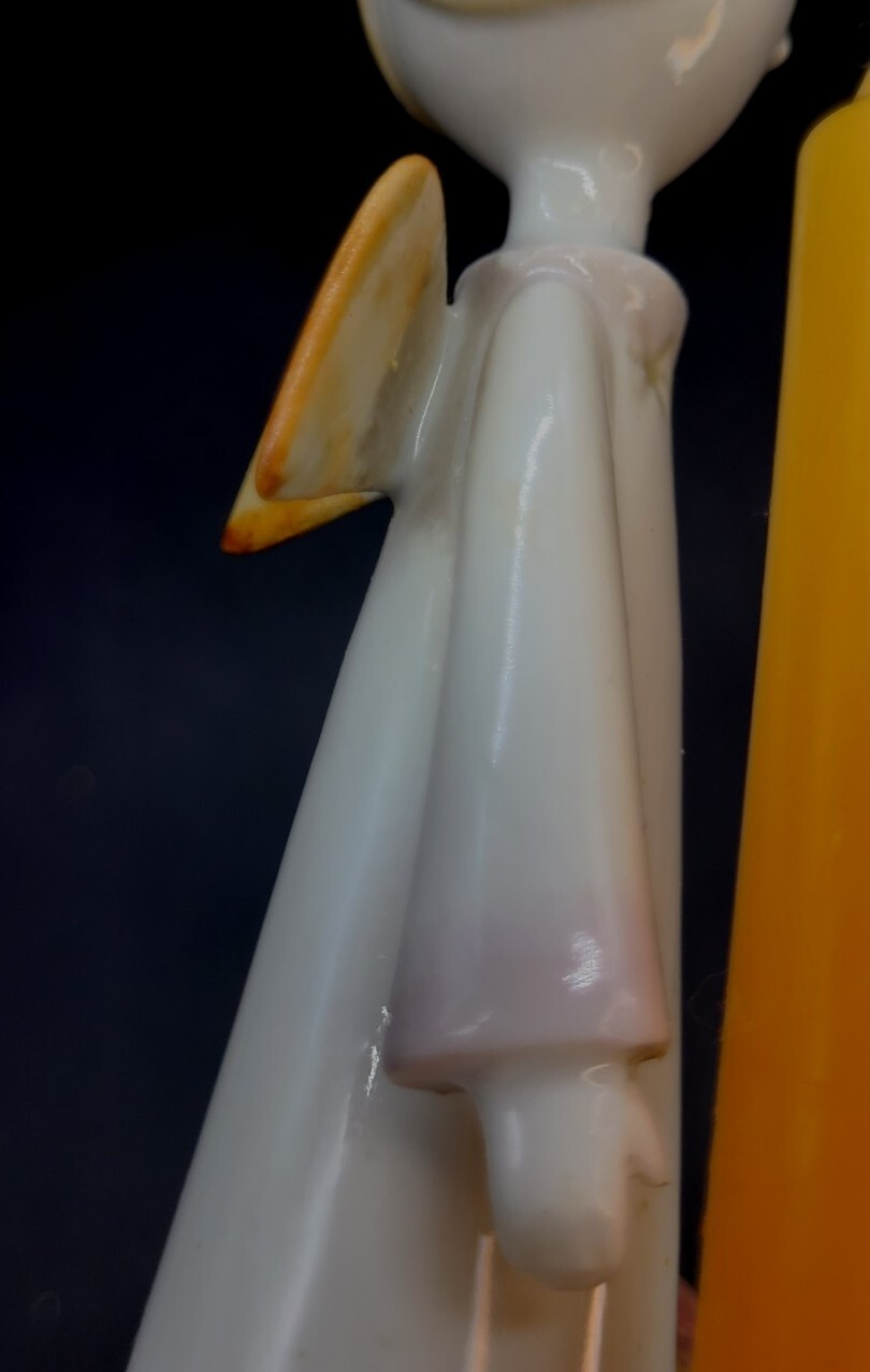 HTF!! Rare 1960s Aquincum Hungary Hand Painted Tall Angel Figural Candlestick…