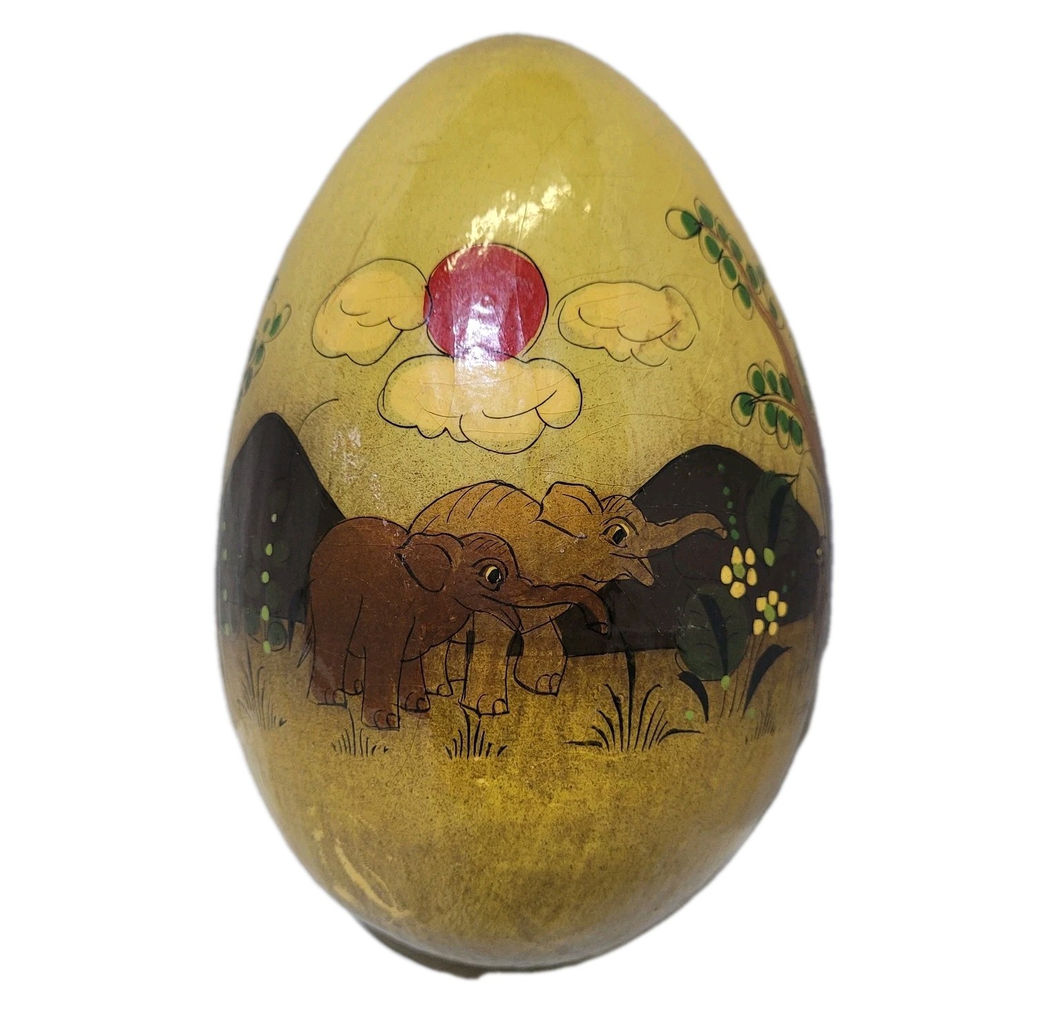 Sermel Tonala Paper Mache Egg – Mexican Folk Art Handpainted Outdoor Scene 7in