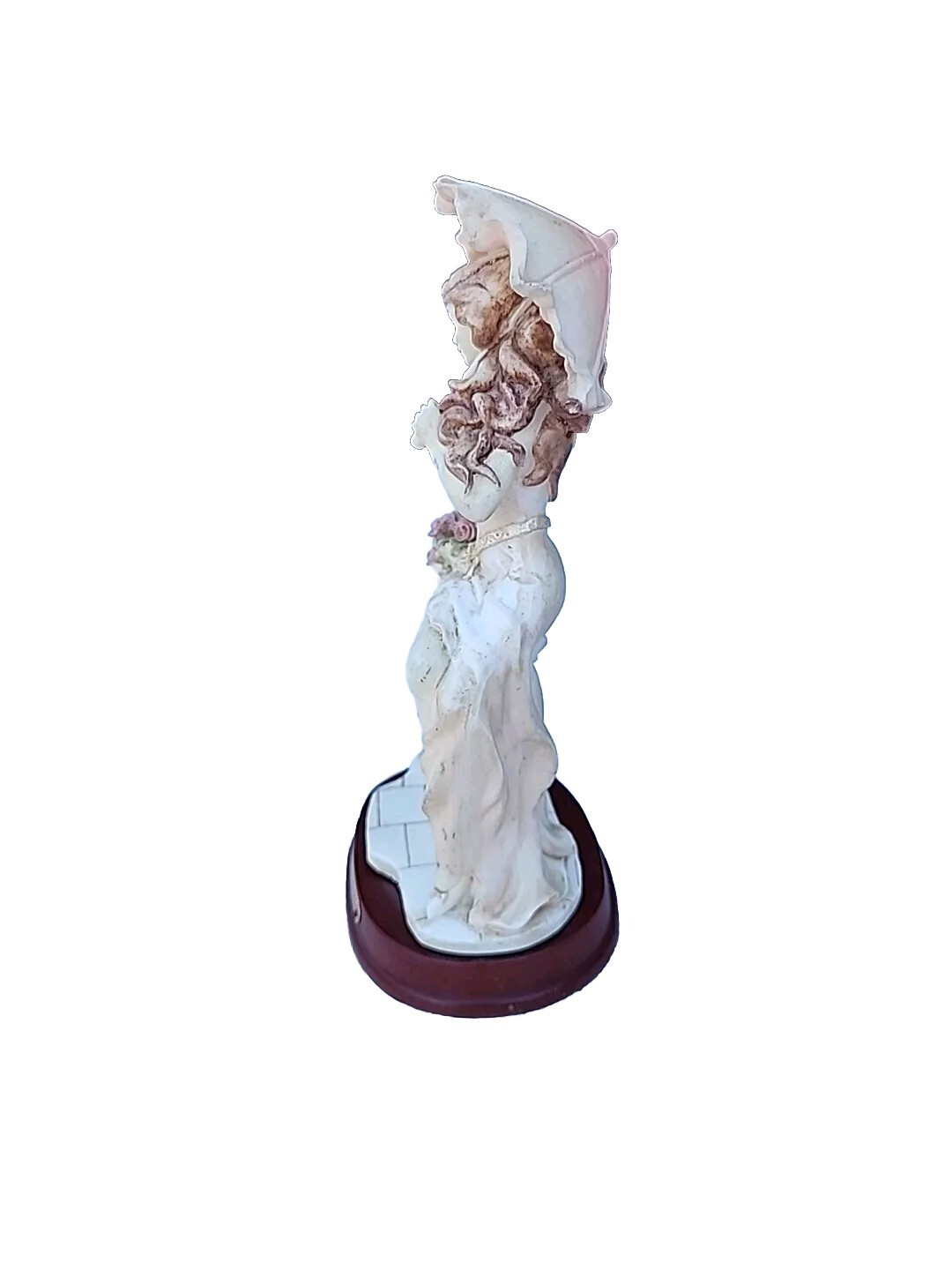 Vintage Boudoir The Mirella Collection FIGURINE 9.5″ Lady W Pink Umbrella & Rose